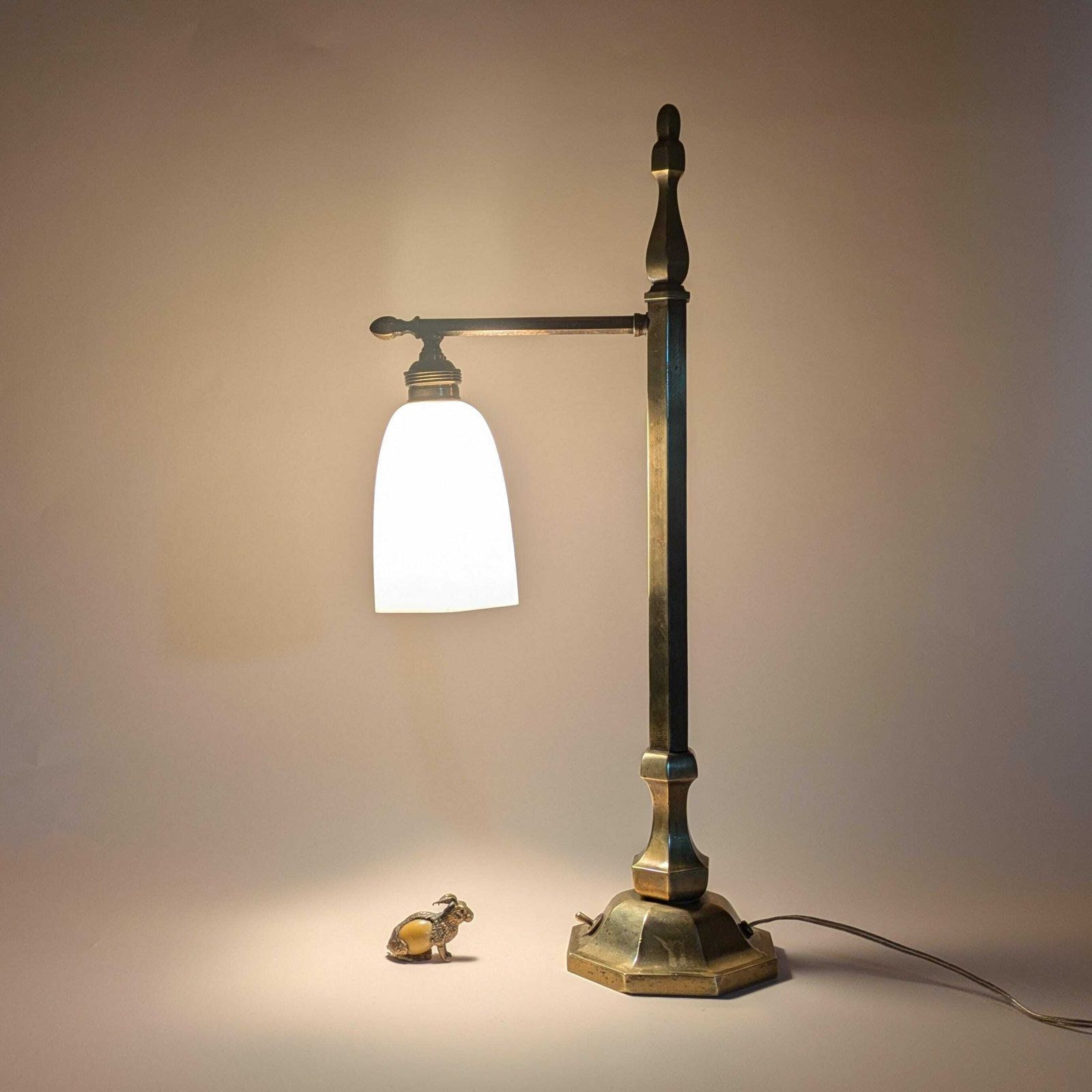 Antique French Bronze Desk Lamp With White Milk Glass Shade, 1930s Art Deco Style Bronze Table Lamp From France, Antique Paris Lighting photo furniture