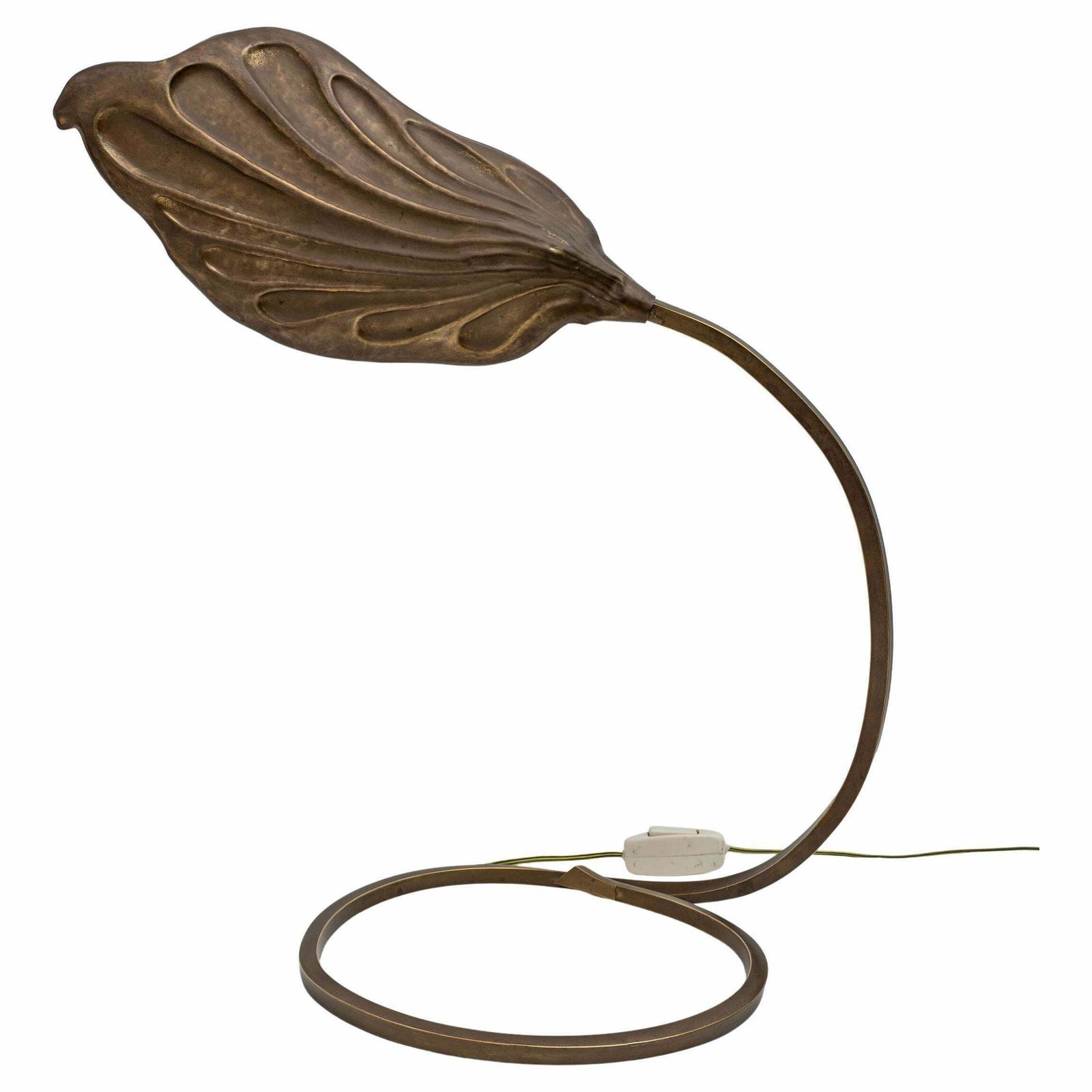 Tommaso Barbi Mid Century Modern Brass Leaf Table Lamp By Bottega Gadda, 1960s
