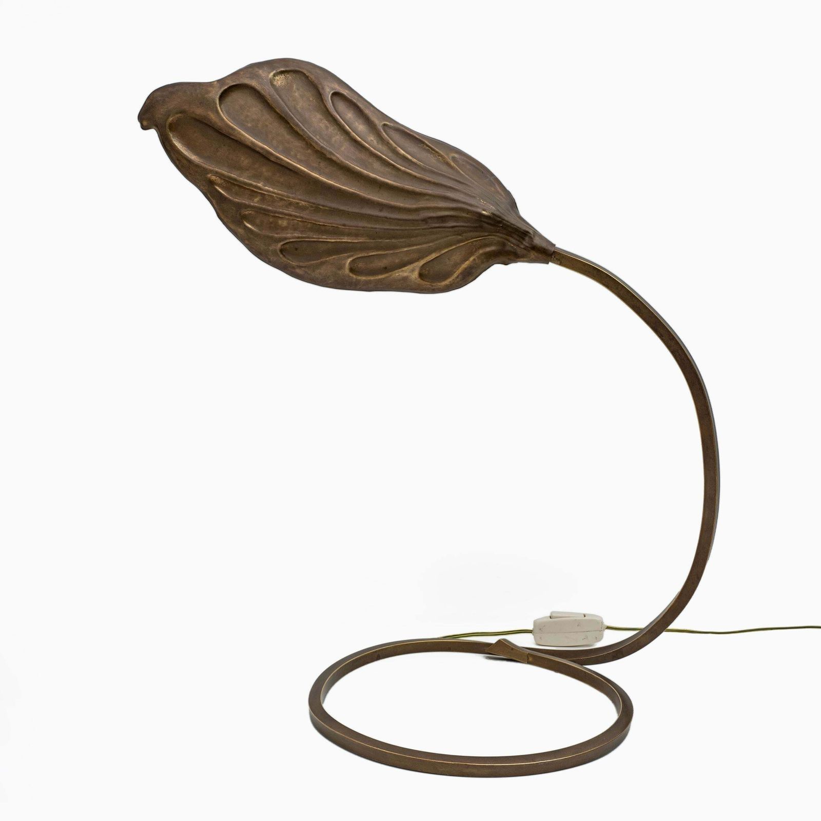 Tommaso Barbi Mid Century Modern Brass Leaf Table Lamp By Bottega Gadda, 1960s photo vintage