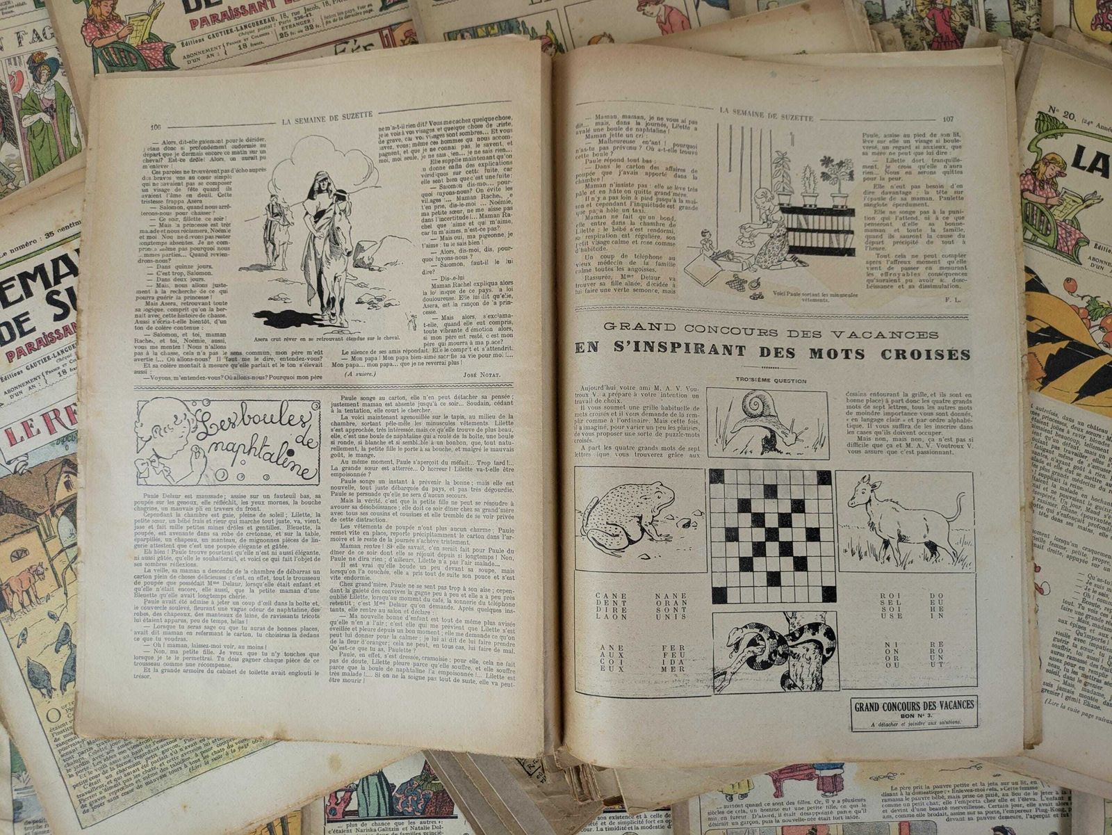55 Antique French 1920s La Semaine De Suzette Magazines, Prop Set Design, Photography French Ephemera, Old Document, Scrapbooking Supplies photo Home Decor