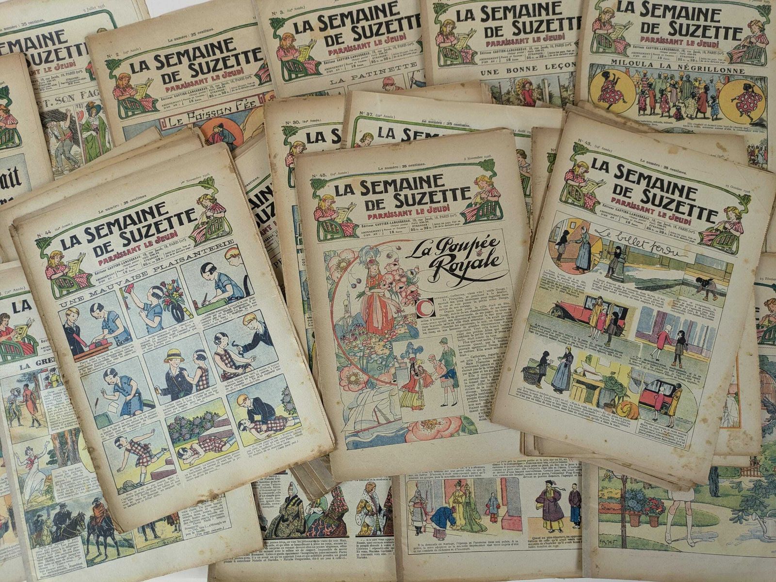 55 Antique French 1920s La Semaine De Suzette Magazines, Prop Set Design, Photography French Ephemera, Old Document, Scrapbooking Supplies photo vinterior