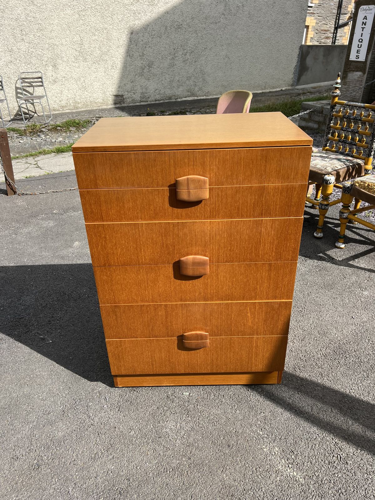 Mid Century Teak Tallboy By Stonehill  6 Graduated Drawers photo vintage