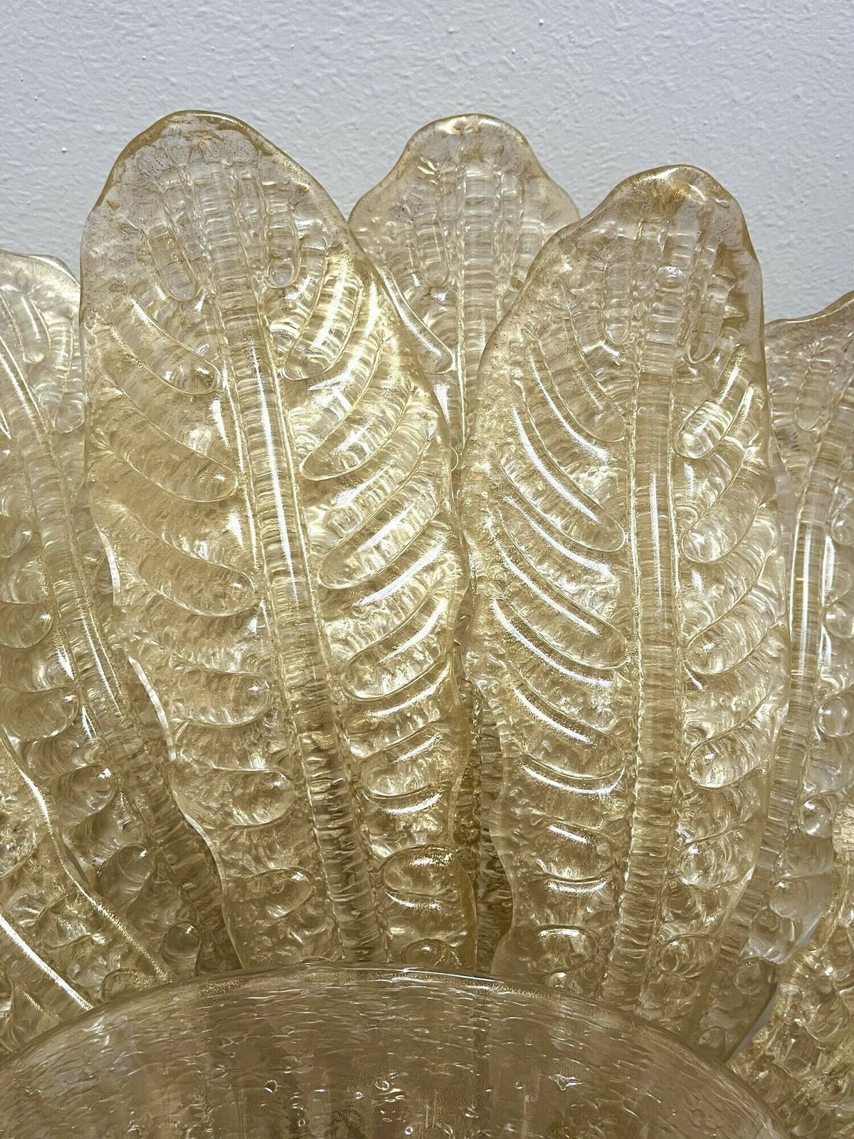 photo for sale Golden Murano Glass Flush Mount Ceiling Light By Barovier & Toso, Italy 2002