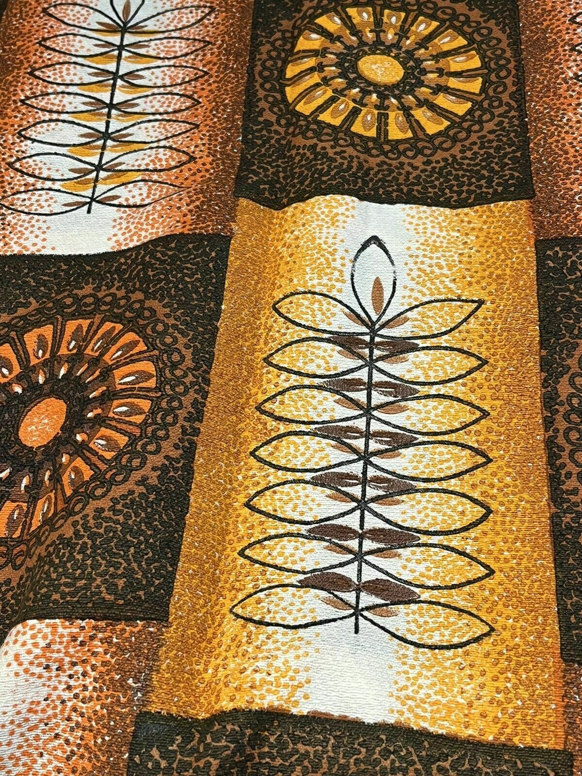 Pair Of Mid Century 1960's Curtains. 225 Cms Drop, Each 115 Cns Wide.