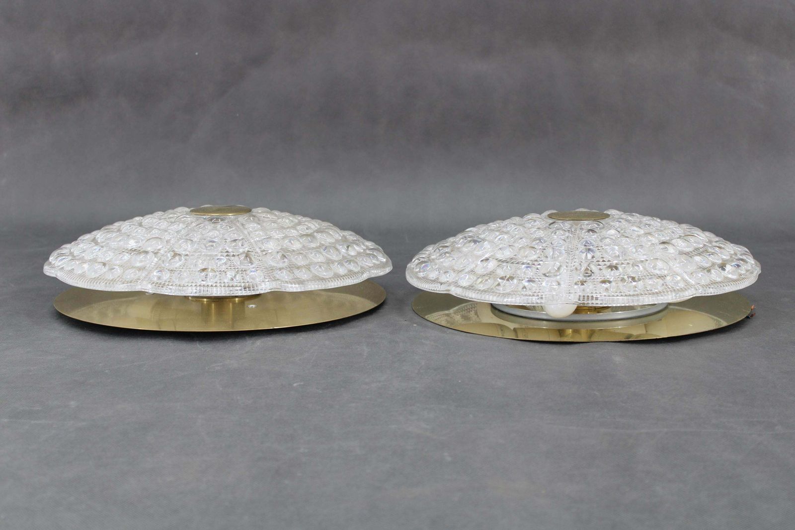 1970s Carl Fagerlund Pair Of Brass And Glass Ceiling Lamps, Sweden photo for sale