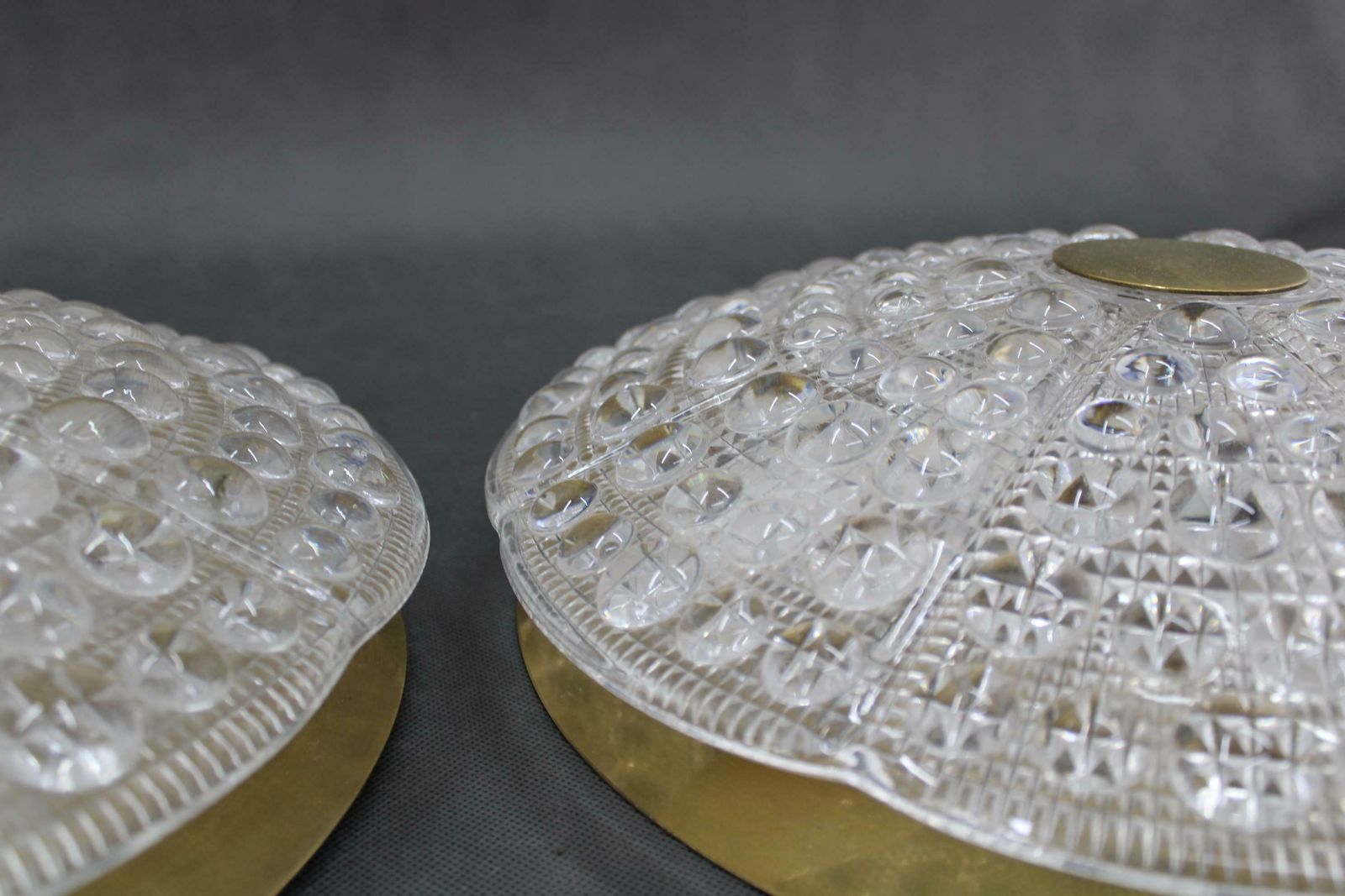 1970s Carl Fagerlund Pair Of Brass And Glass Ceiling Lamps, Sweden photo vinterior