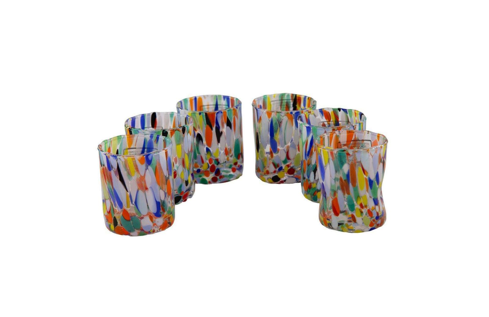 photo for sale Caracas, Set Of 6 Murano Shot Glasses Color "Arlechhino" Handmade, Murano Glass, Made In Italy
