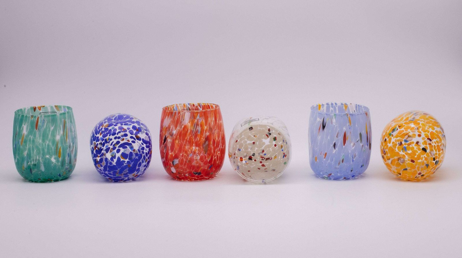 Santiago Del Chile, Set Of 6 Murano Glasses Color "Multicolor" Handmade, Murano Glass Made In Italy photo for sale