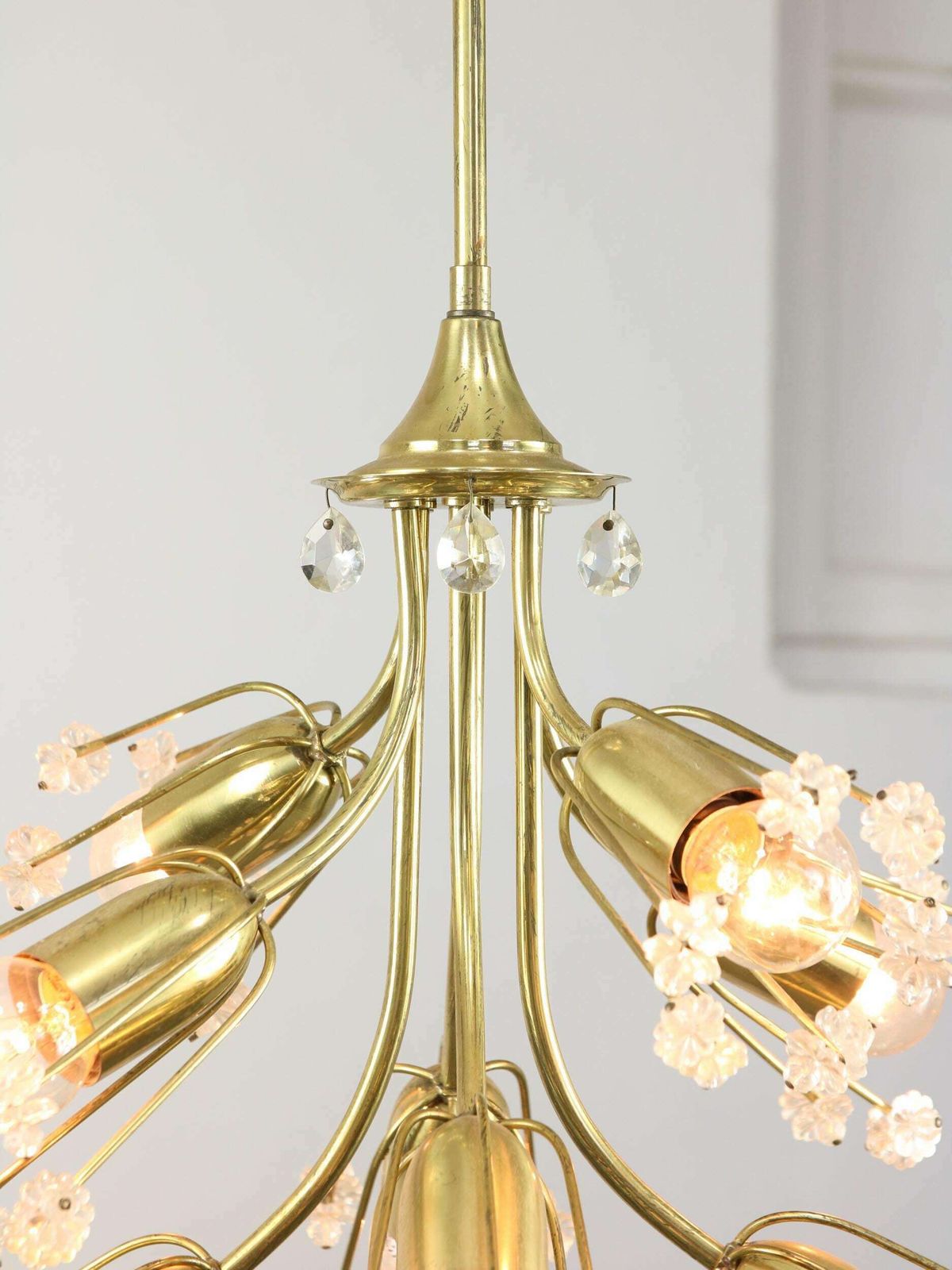 Mid Century Chandelier By Emil Stejnar For Rupert Nikoll / 1950s Austria / Flower Bouquet Pendant Lamp / 8 Light Bulbs / Vintage Lighting photo furniture