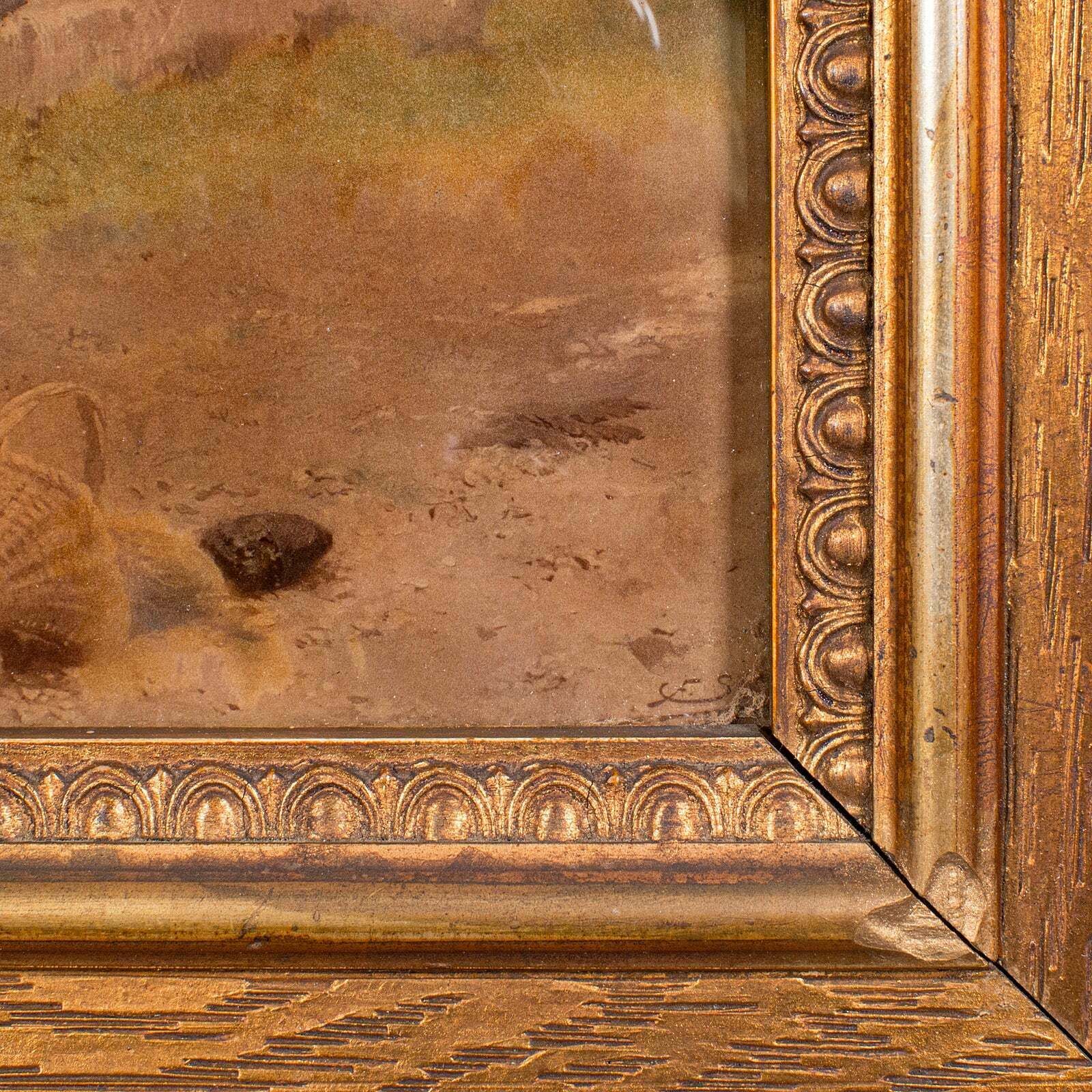 Antique Convex Glass Print, Continental, Framed Art, Impressionist, Victorian photo vintage