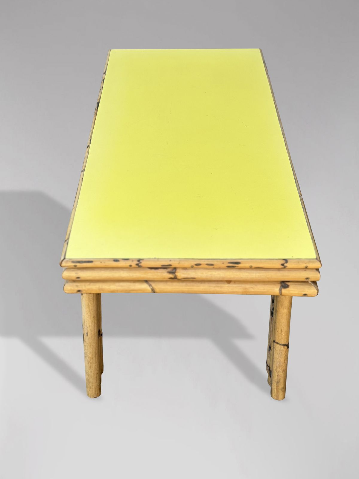 1970's Italian Bamboo With Yellow Formica Top Coffee Table photo buy