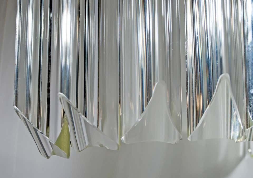 photo for sale Pair Of Venini Midcentury Brass And Murano Glass "Triedri" Sconces, 1970s