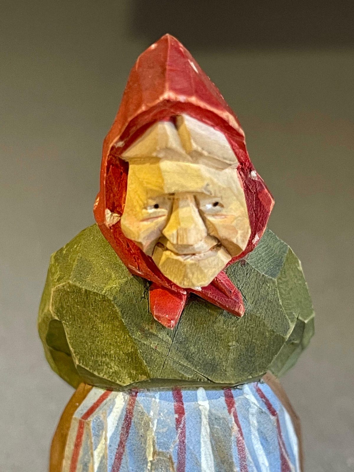 Wooden Carving Human Sculpture Rustic Dressed Antique Decorative Woman Figurine photo for sale