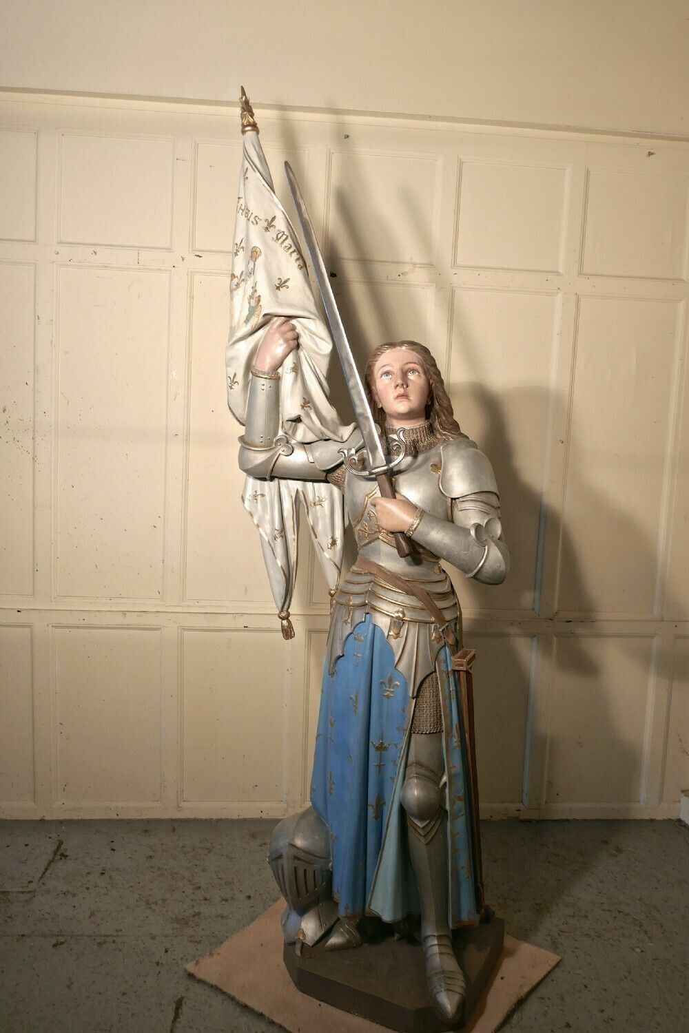 Saint Joan Of Arc Statue From A France, Signed Rouillard Angers photo Art