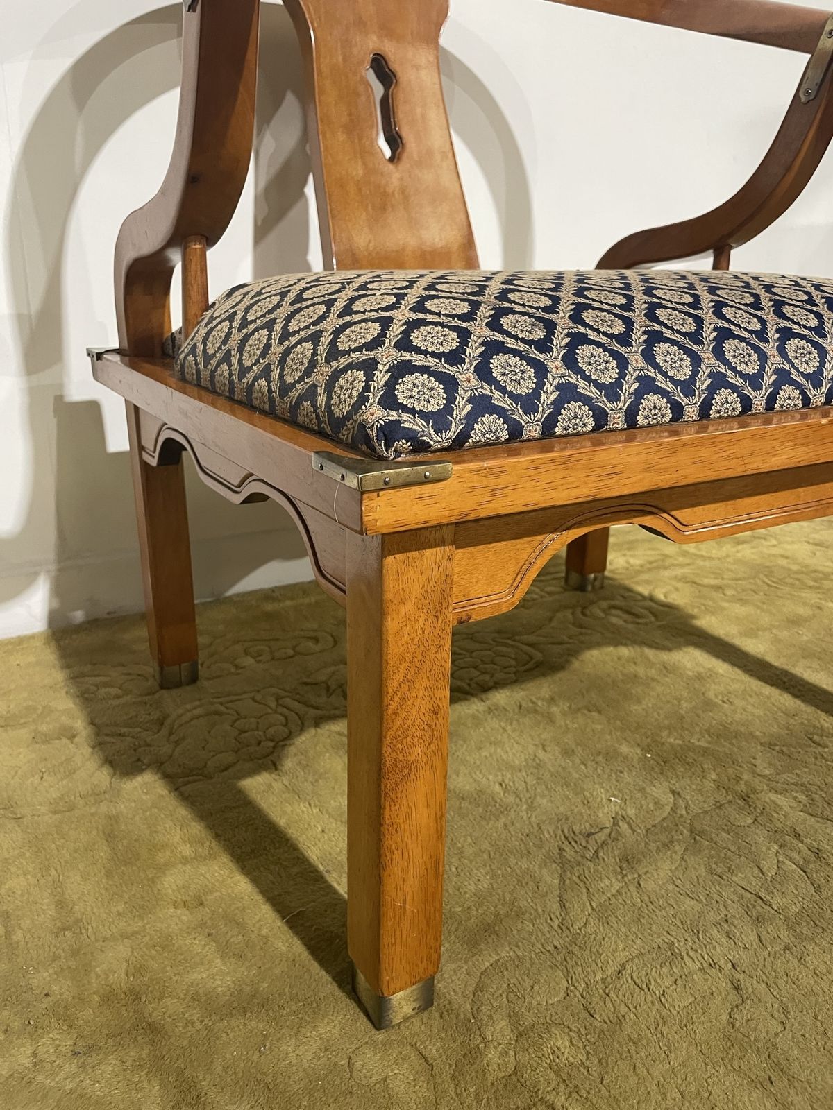 Chinese Style Reproduction Brass Bound Armchair photo for sale