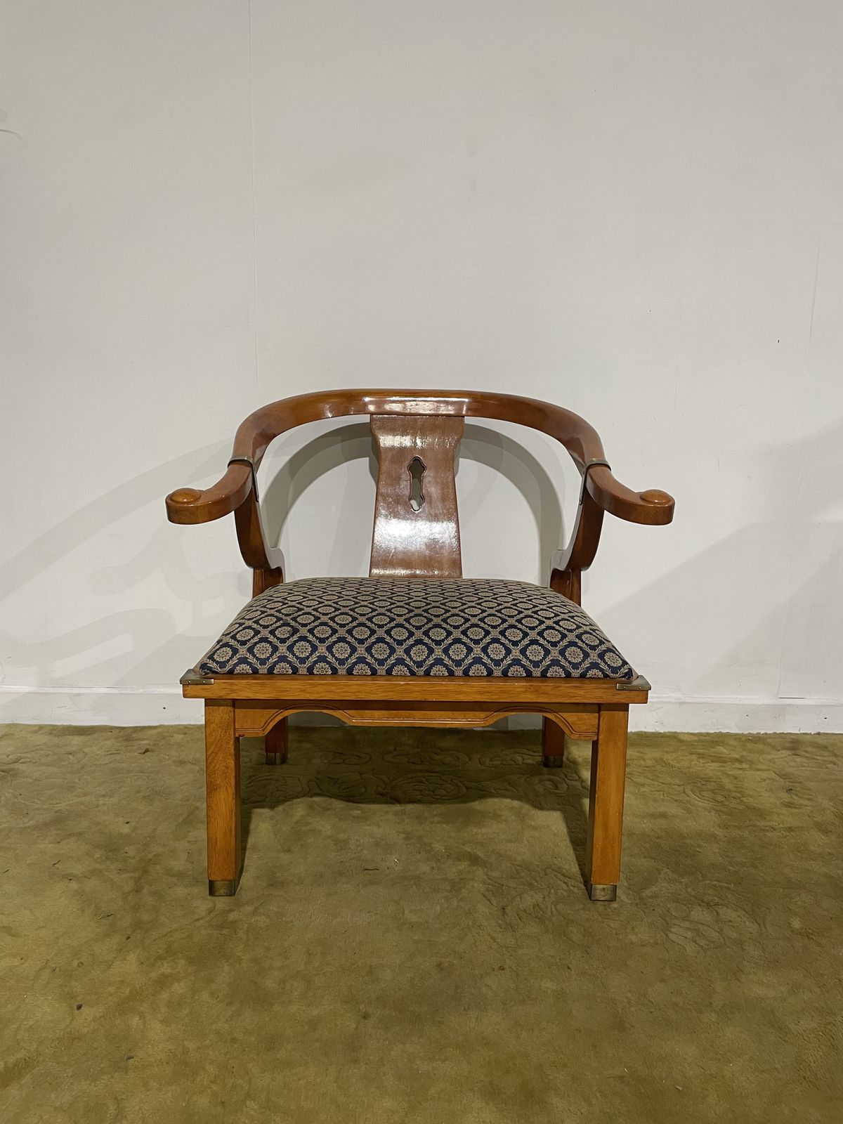 Chinese Style Reproduction Brass Bound Armchair