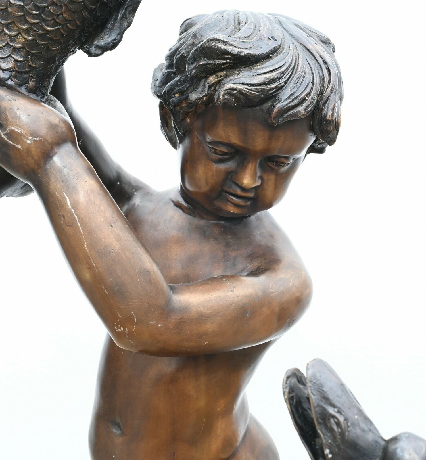 Classical Bronze Cherub Fountain Fish Geese Garden Statue photo for sale