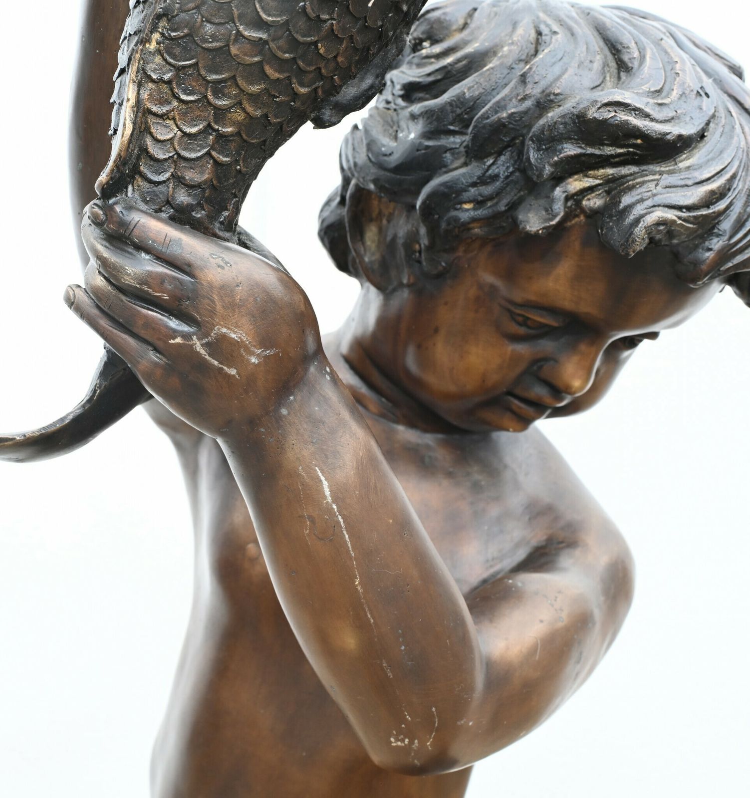 Classical Bronze Cherub Fountain Fish Geese Garden Statue photo Garden Decor
