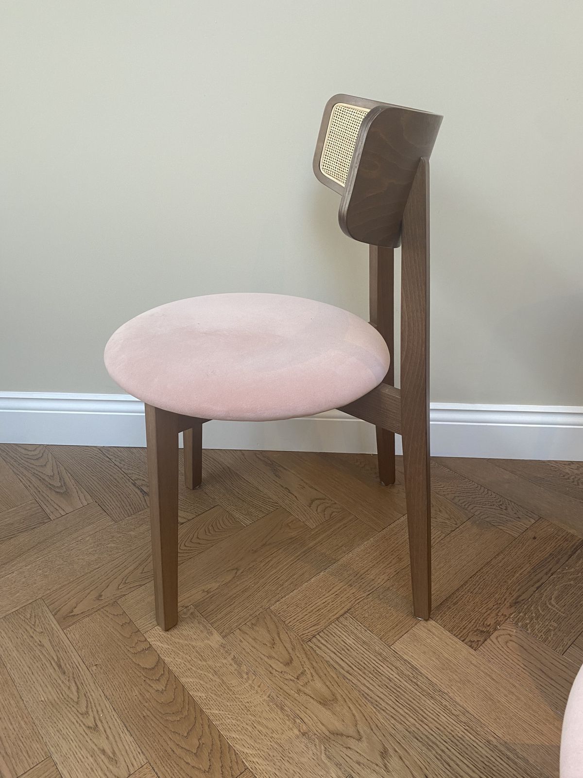 6 Dining Chairs: Anthropologie ‘Annie’ Chairs In Pink Velvet And Rattan photo furniture