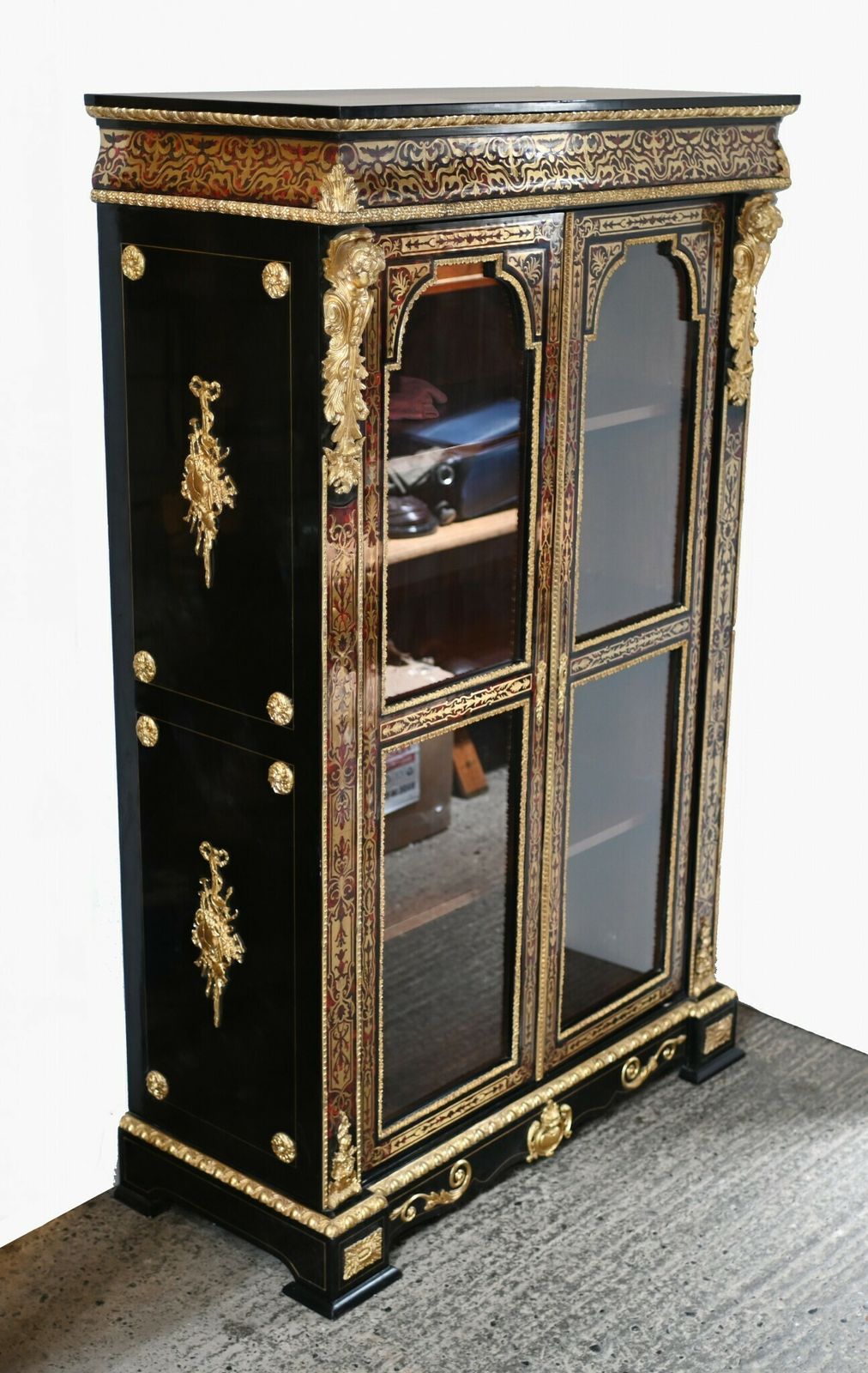 French Boulle Vitrine Display Cabinet Inlay Bibliotheque photo for sale