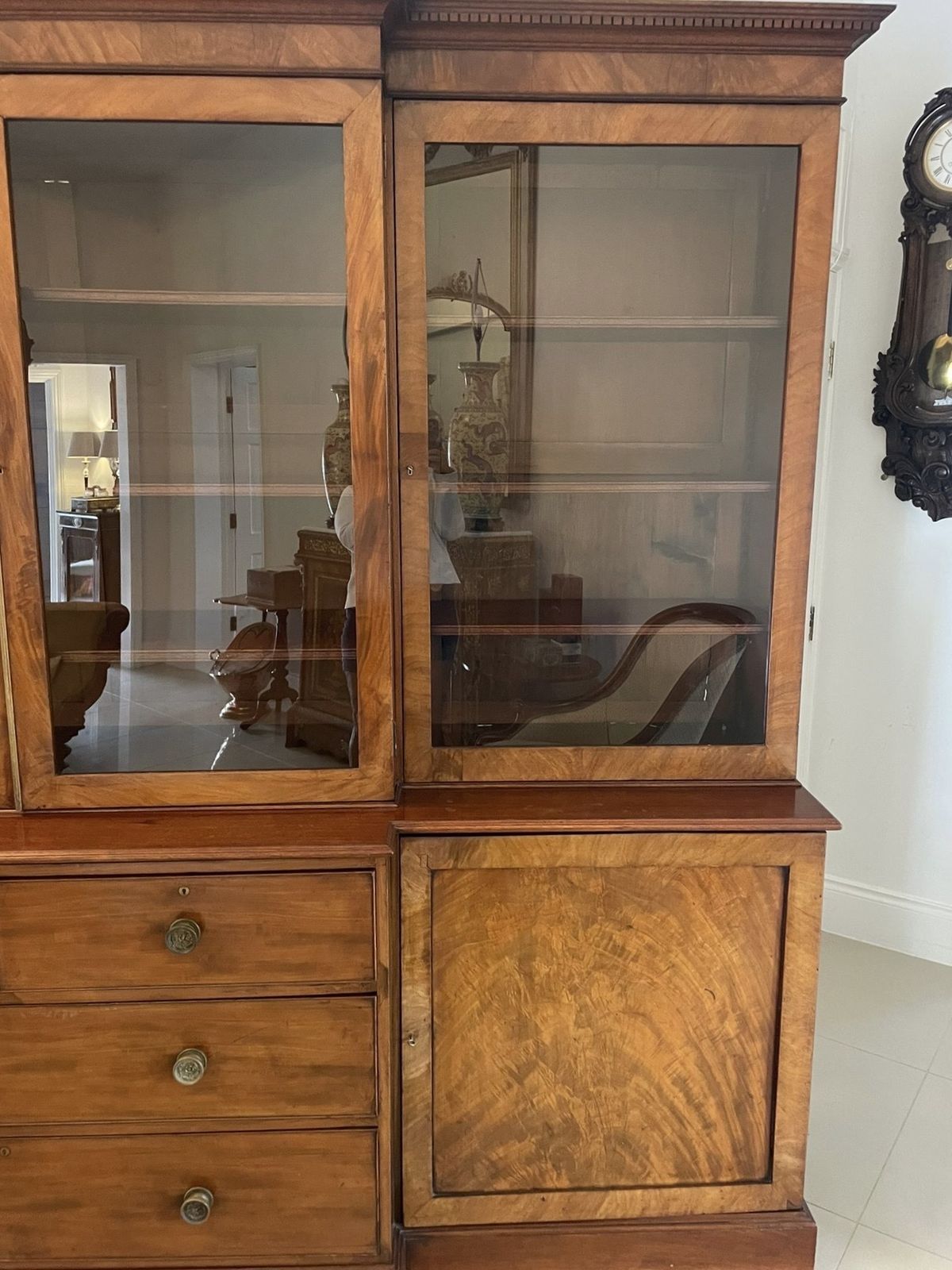 Large Antique George III Quality Mahogany Breakfront Bookcase 238 X 286 X 62 Cm photo vintage