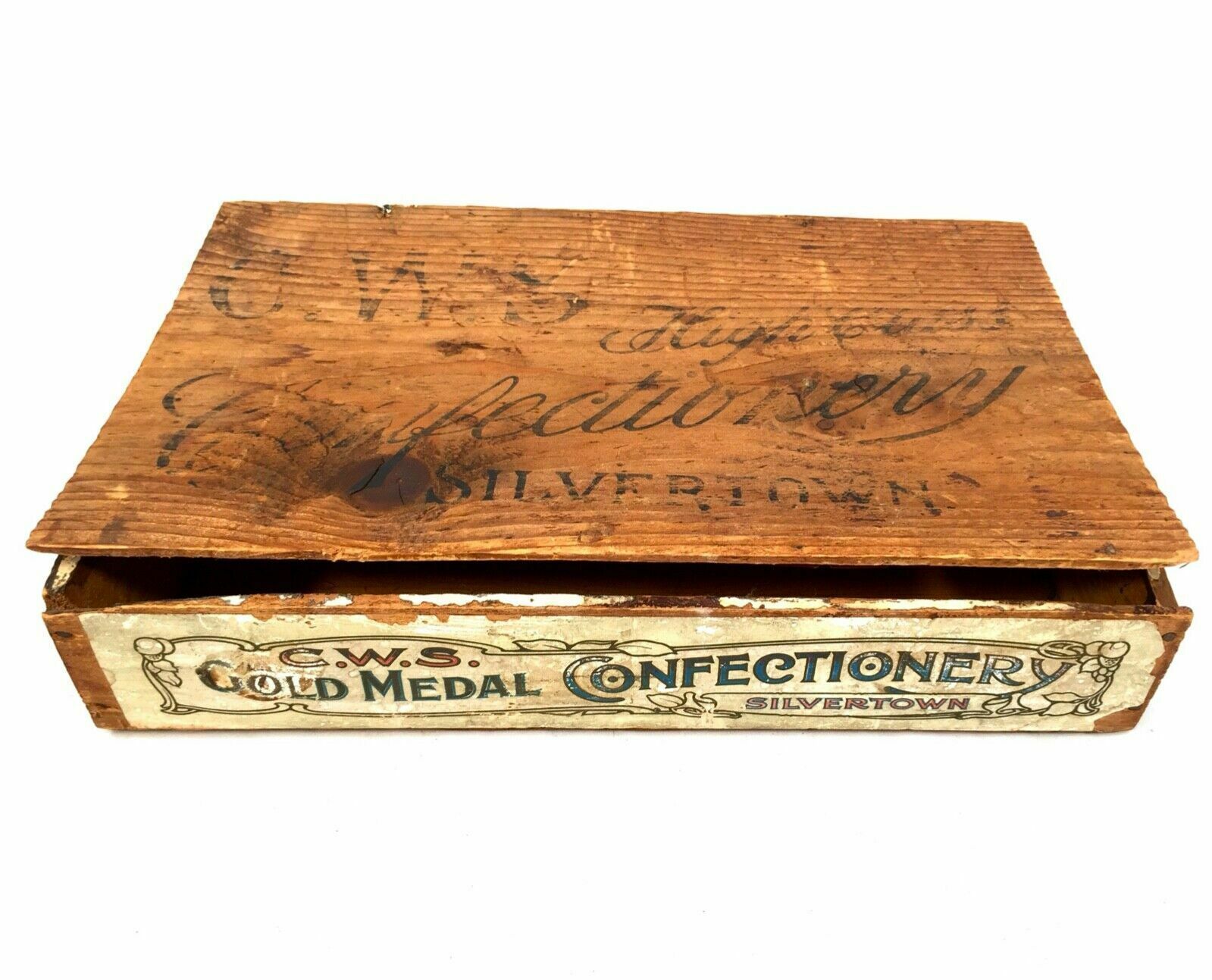 Antique Advertising   Cws Crumpsall Biscuit Works Wooden Shop Display Box Crate photo furniture
