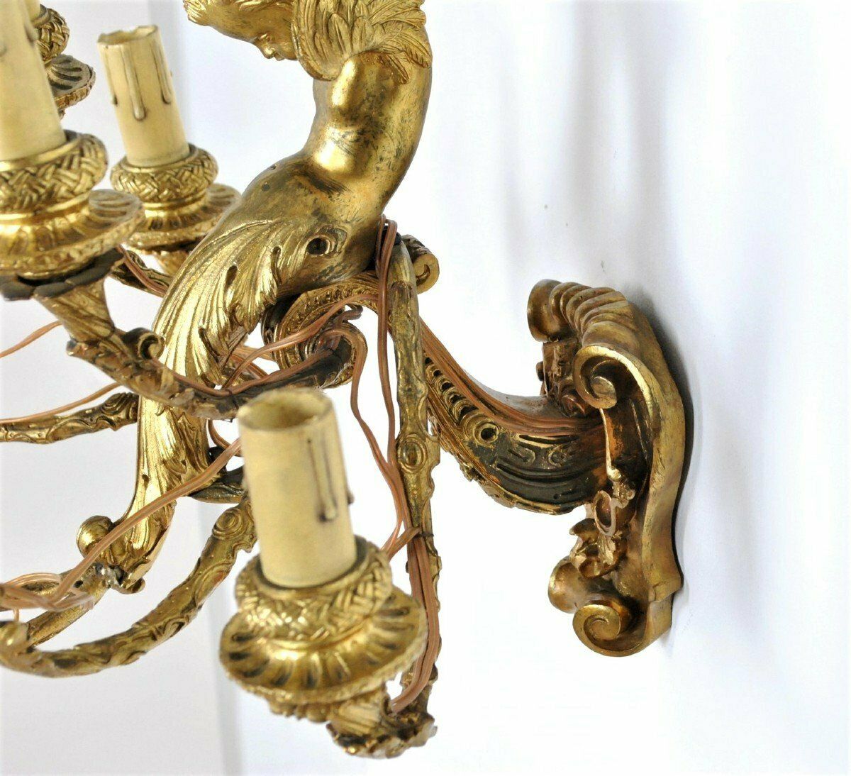 Pair Of Gilt Bronze Wall Lights With Winged Putti, Napoleon III, 19th Century photo Lighting