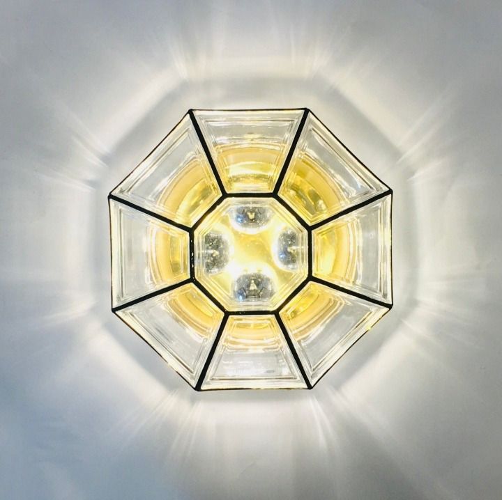photo furniture Grote Mid Century Glazen Plafondlamp Van Limburg, Duitsland, Jaren 1960/1970