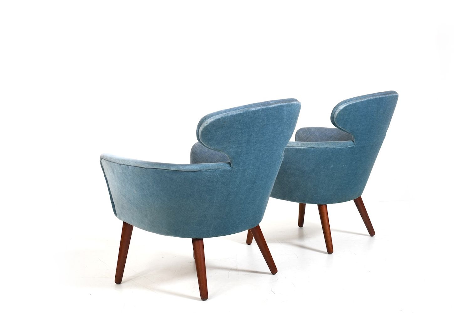 Rare Pair Of Danish Easychairs In Teak & Mohair 1950s photo 6950.0