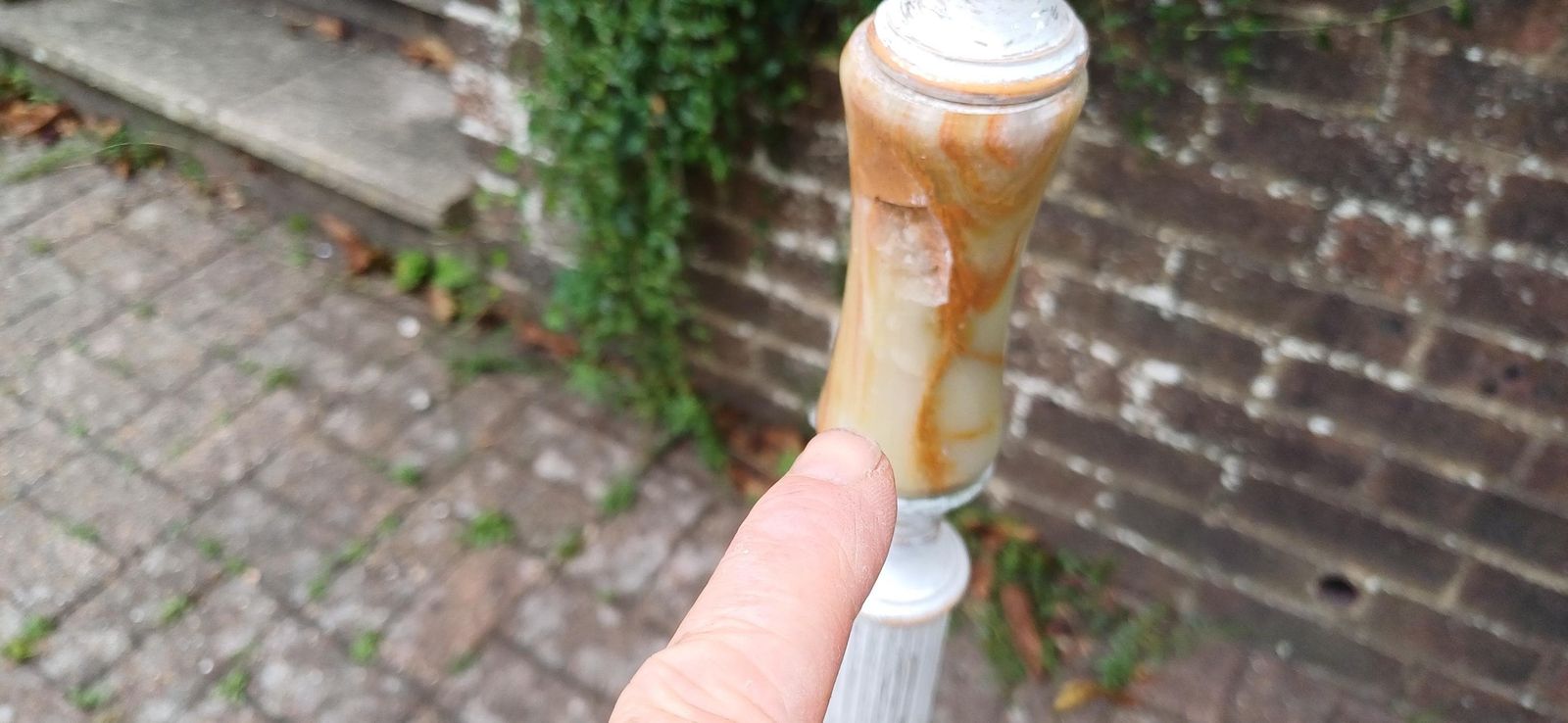 Quirky And Unique Vintage Retro Onyx And Painted Shabby Chic Standard Lamp In Working Order. Upcycled. photo vintage
