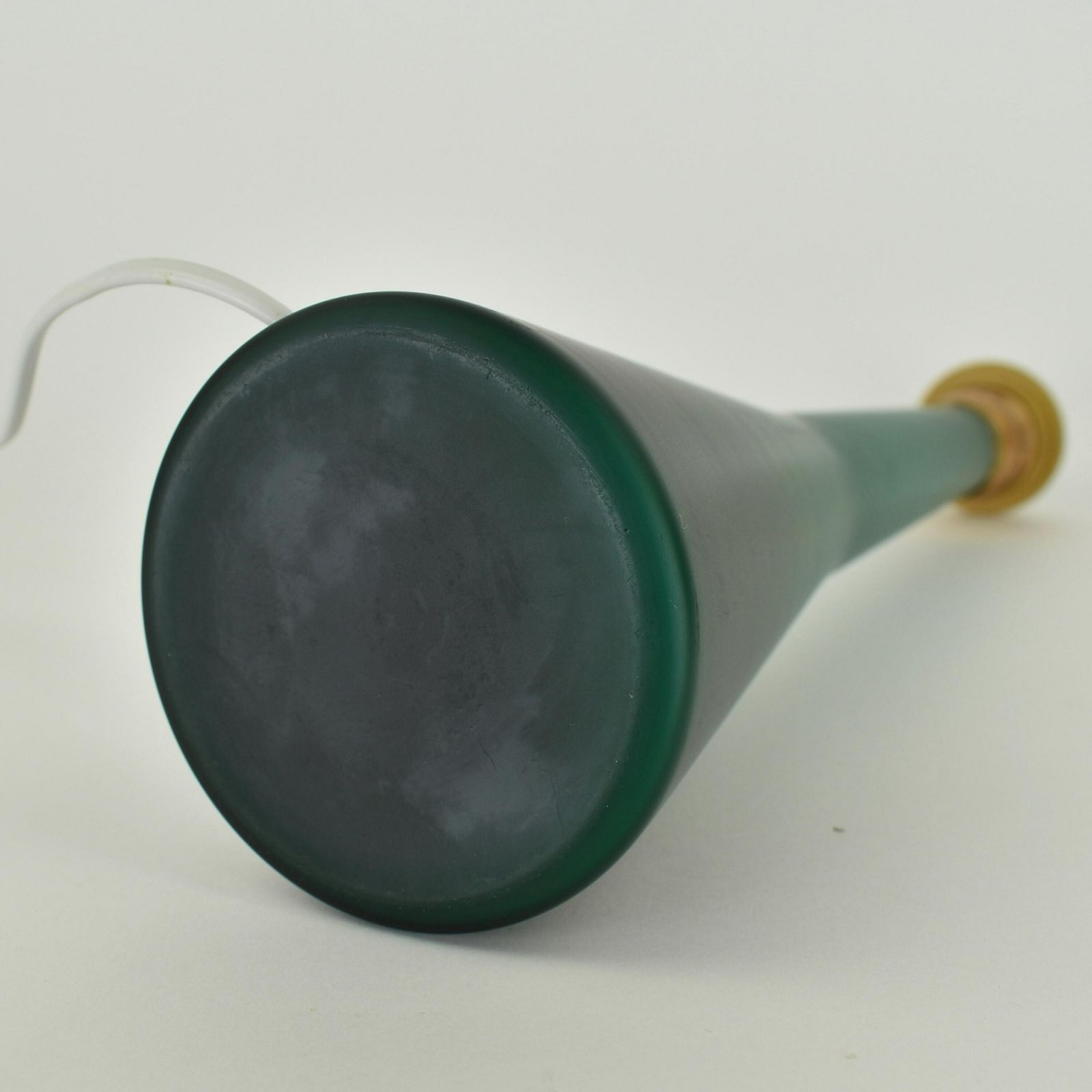 photo for sale Murano Mid Century Modern Table Lamp Satined Glass Emerald Green | Vintage Accent Light Italian Scandinavian Gunnel Nyman Venini Holmegaard