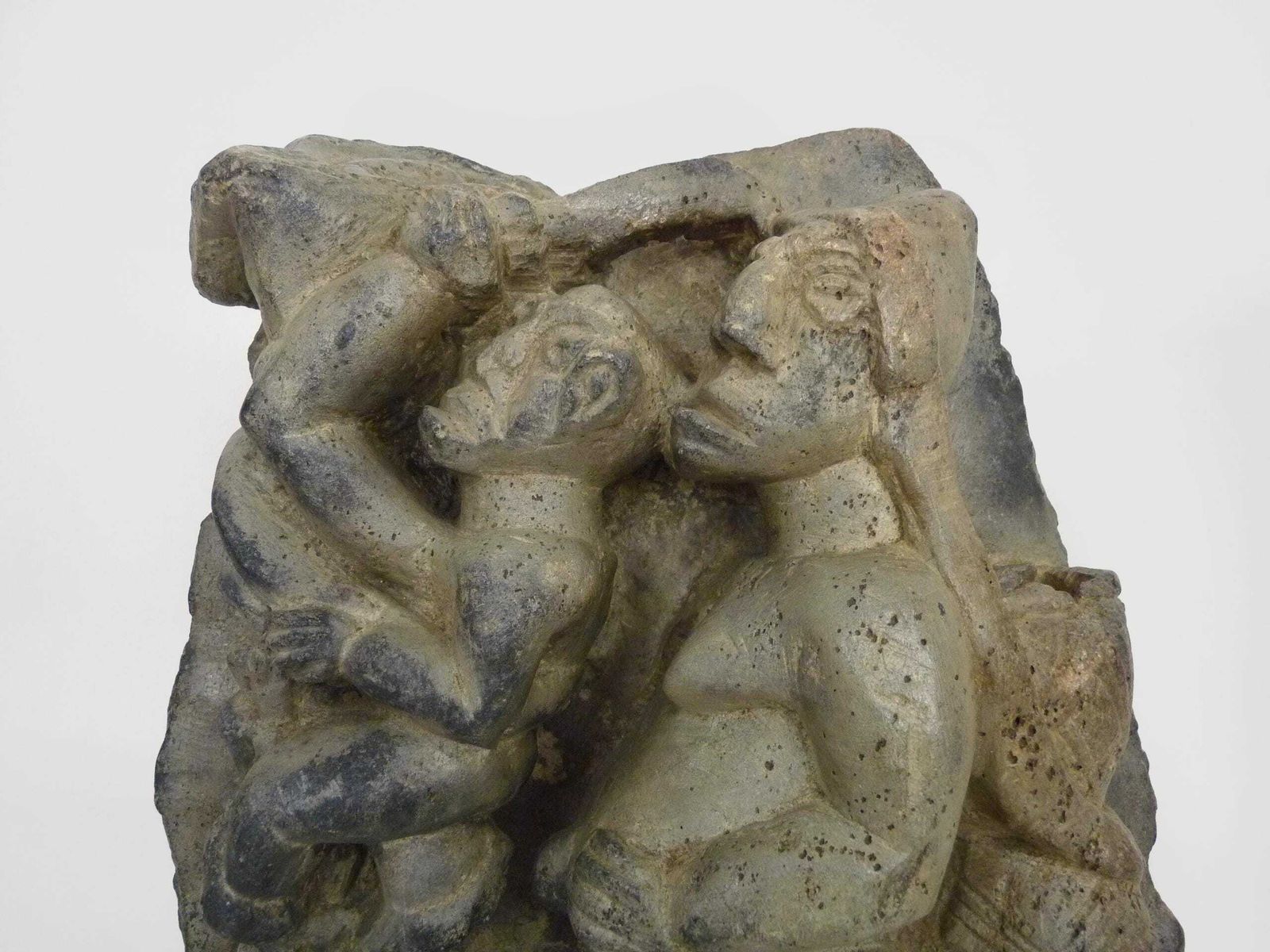 Old Pomdo Kissi Bas Relief Statue From Sierra Leone In Carved Stone photo Garden Decor