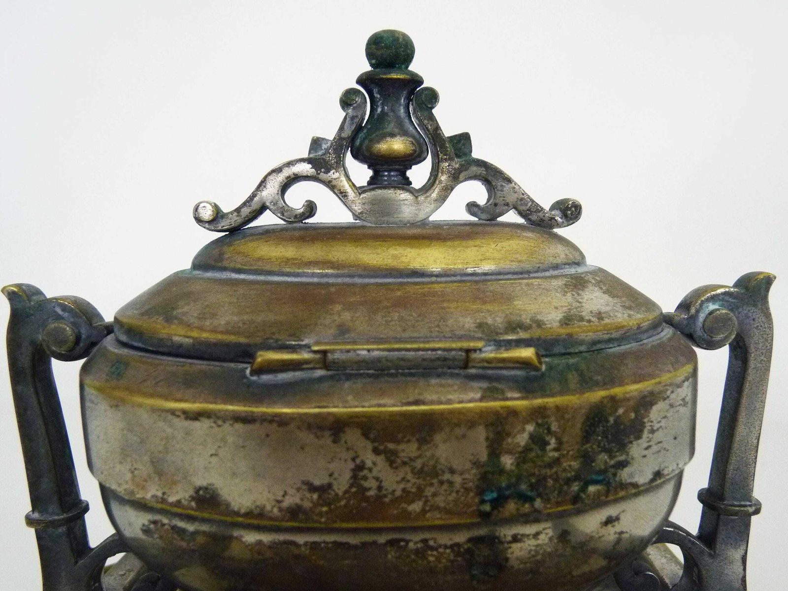 Inkwell On Rotating Tray 19th Century In Silver Metal photo 189.0