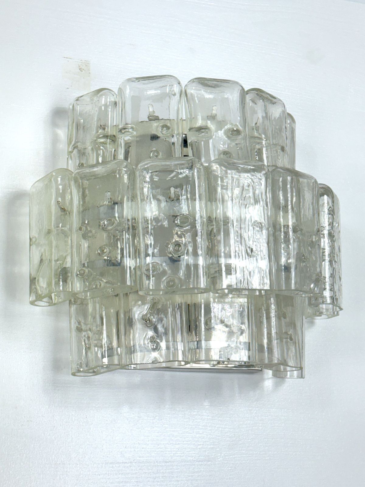 Vistosi Manner, Set Of Four Large Clear Murano Glass Elements Sconces. Italy 1970s photo 3640.0