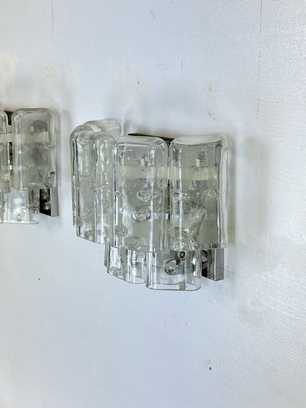 Vistosi Manner, Set Of Four Clear Murano Glass Elements Sconces. Italy 1970s photo furniture
