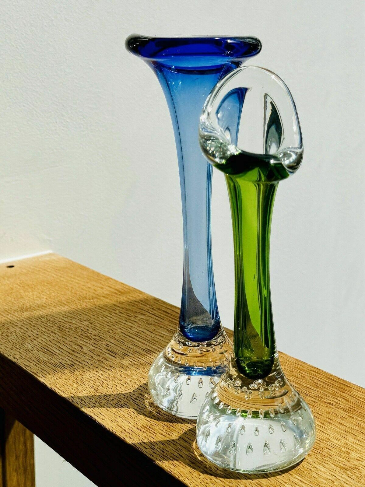 Two Swedish Glass Jack In Pulpit Vases By Aseda Controlled Bubble (Bullicante) photo furniture