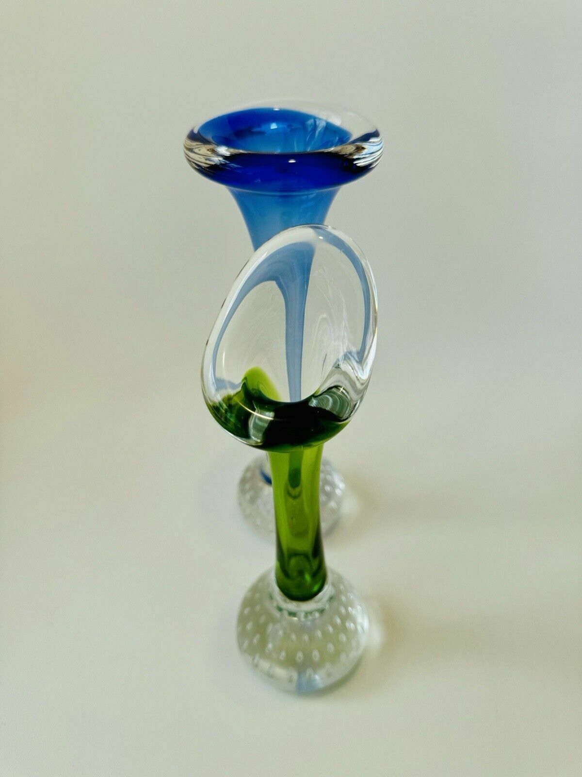 Two Swedish Glass Jack In Pulpit Vases By Aseda Controlled Bubble (Bullicante) photo 50.0