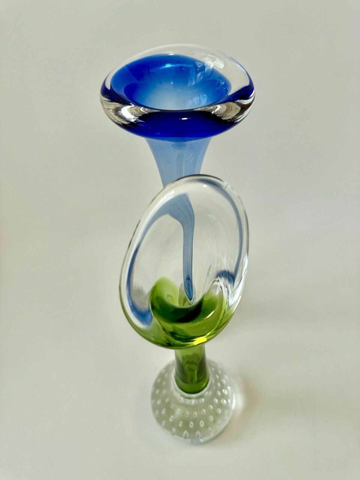 Two Swedish Glass Jack In Pulpit Vases By Aseda Controlled Bubble (Bullicante) photo vinterior