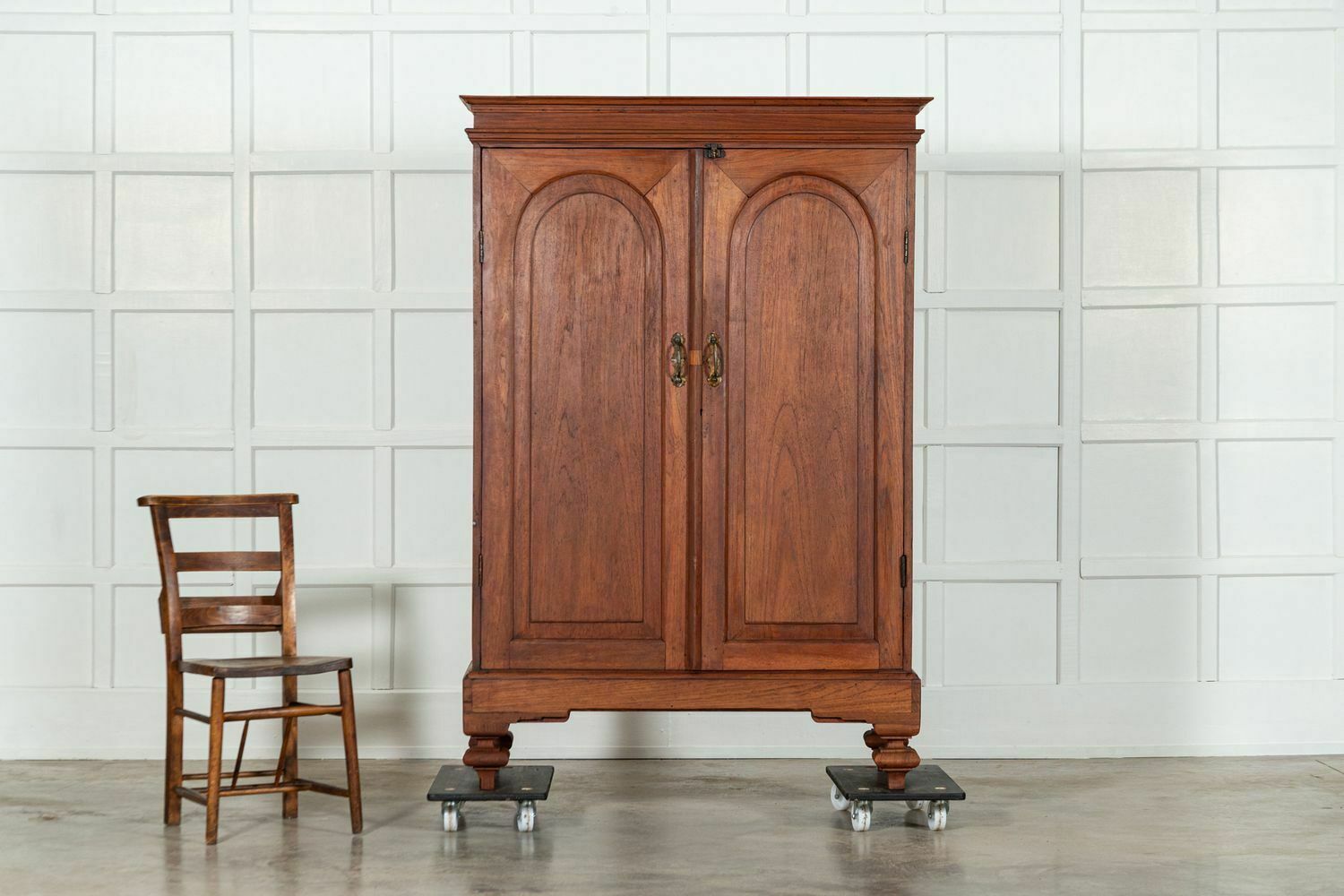 19thc Colonial Campaign Teak Armoire photo Furniture