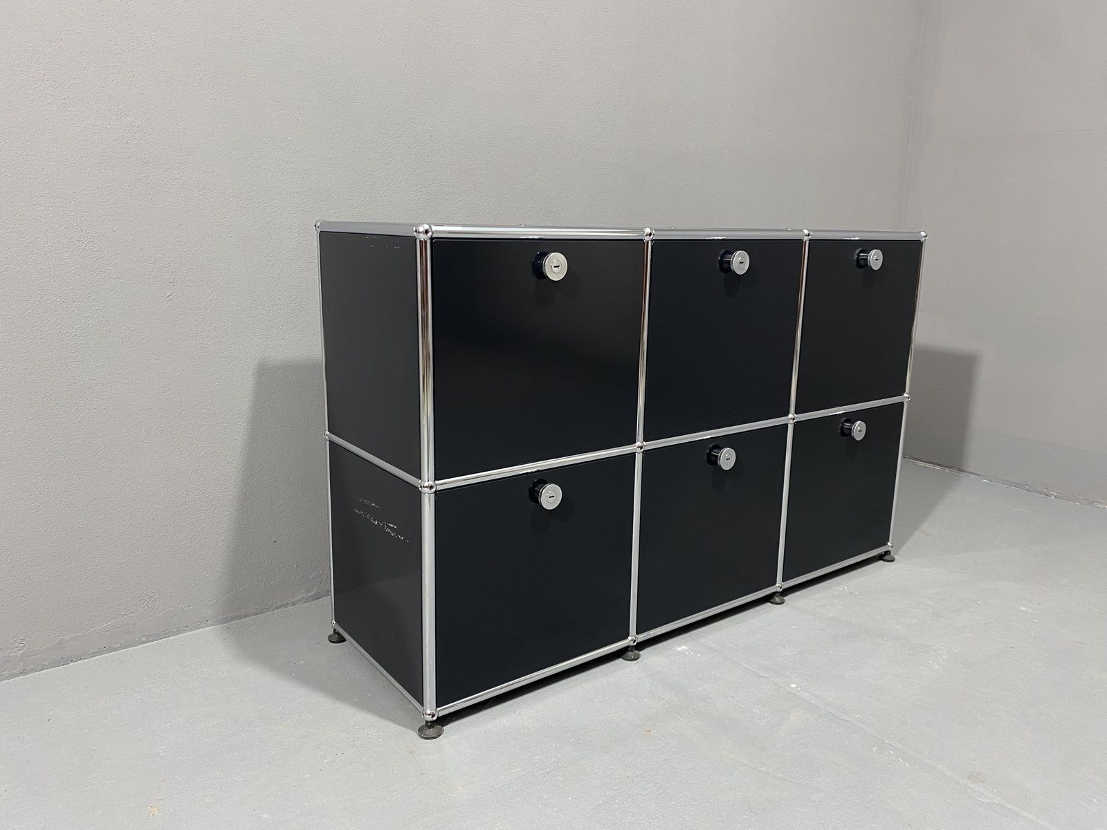 Black Metal Cabinet By Paul Schaerer And Fritz Haller For Usm, Switzerland, 1970´S