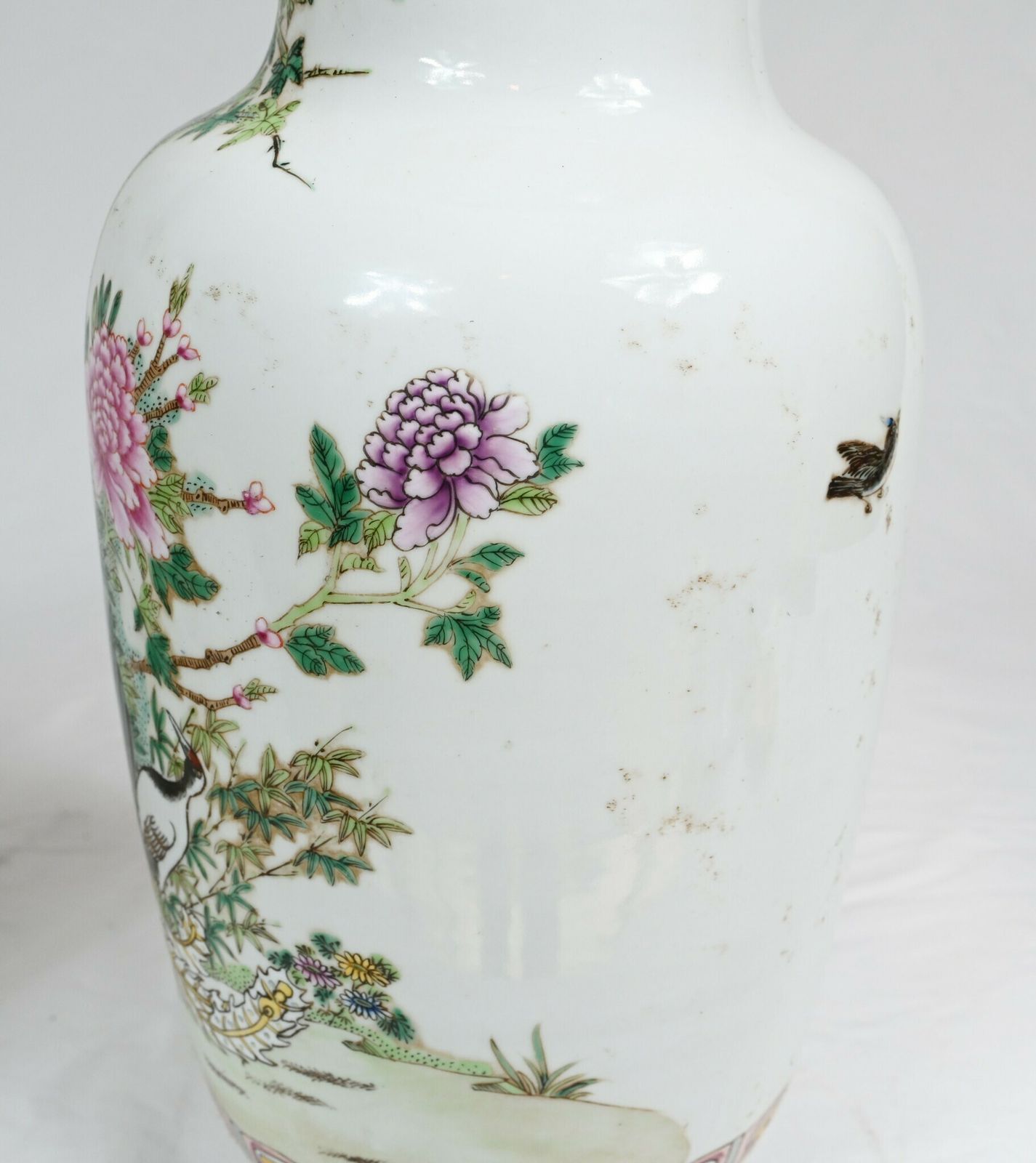Pair Chinese Porcelain Vases   Famill Verte Qing Urns Pheasant Bird photo vinterior
