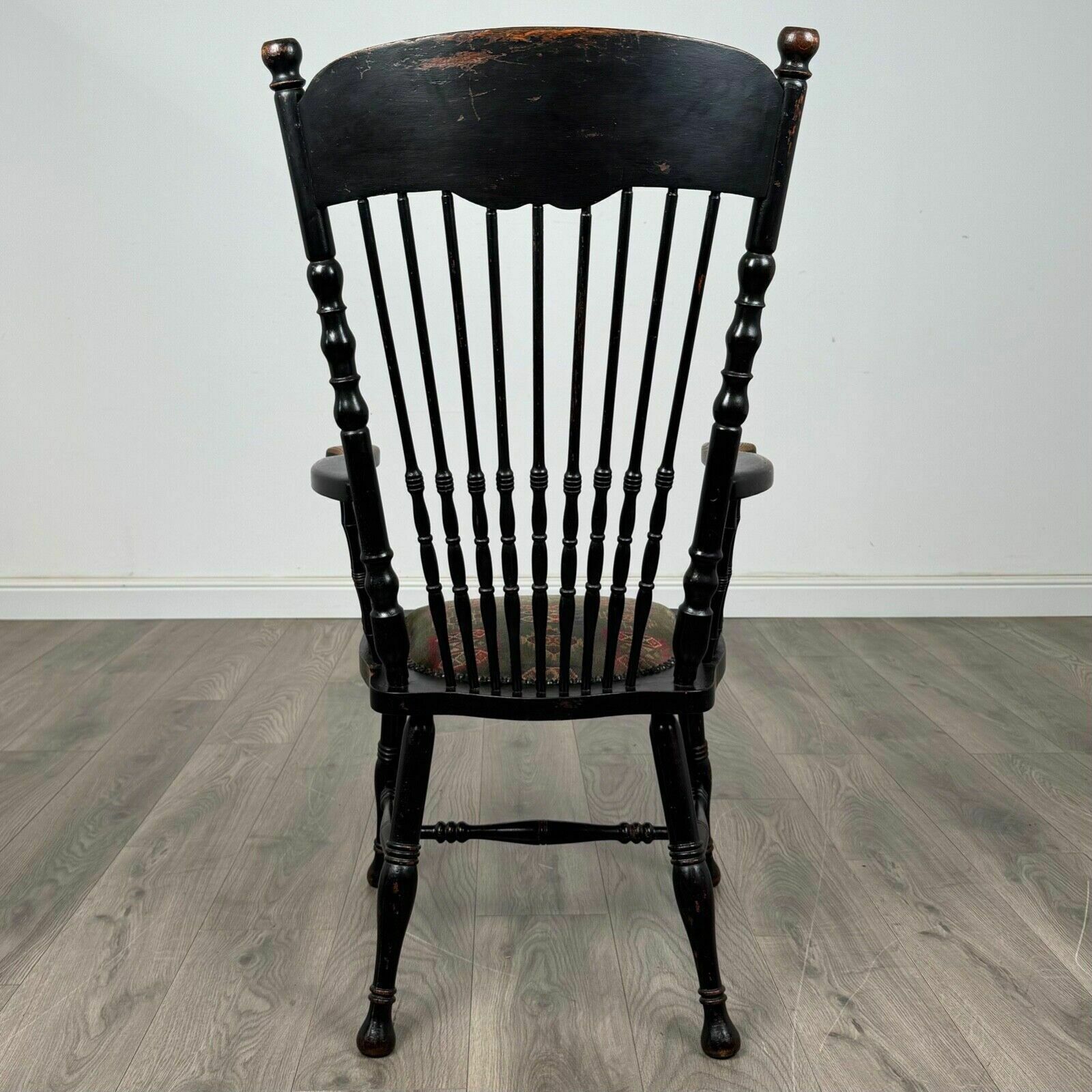 Antique 19th Century Ebonised Windsor Armchair In Oak photo Furniture