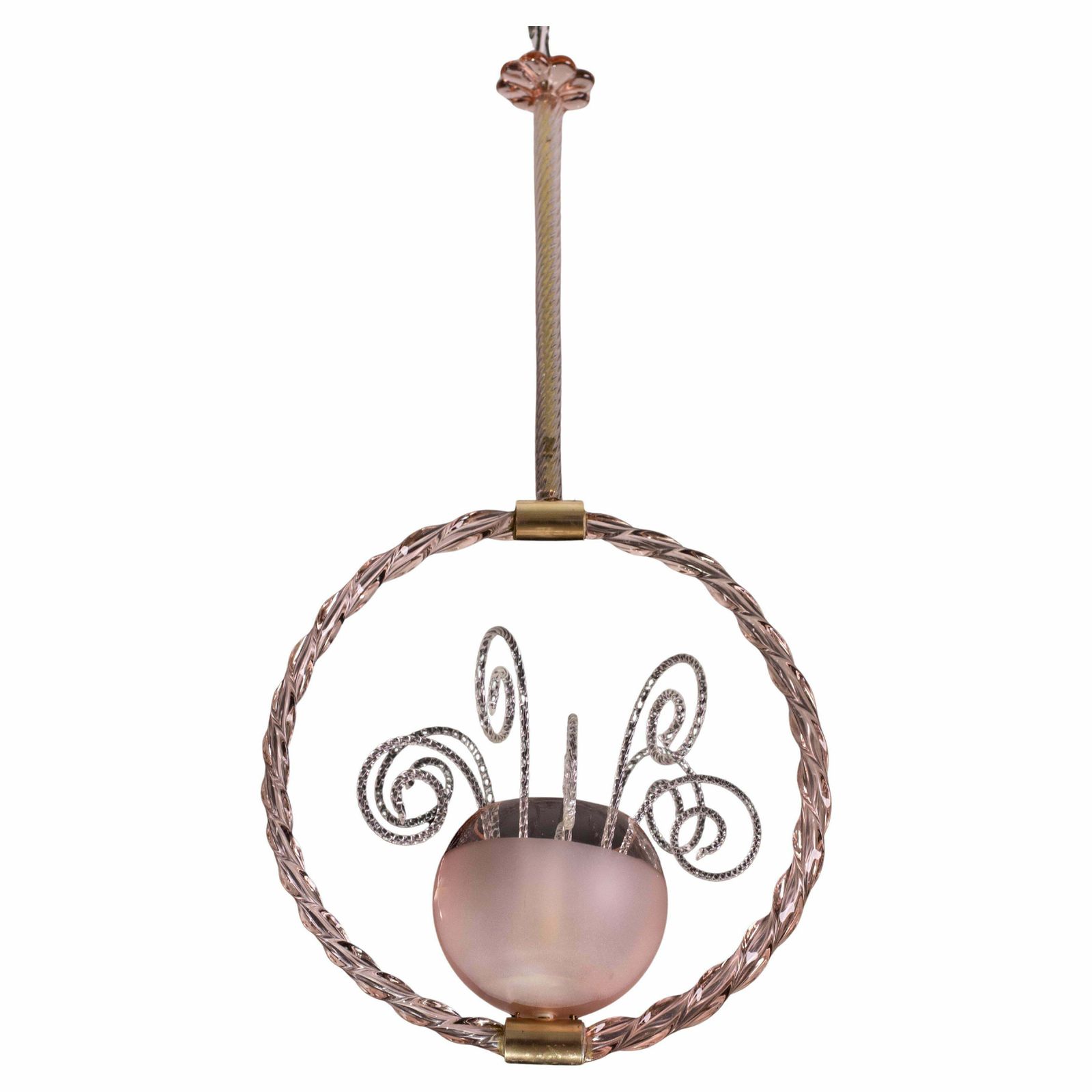 Pink Fount Pendant Art Deco Barovier And Toso Chandelier Glass Murano, 1940