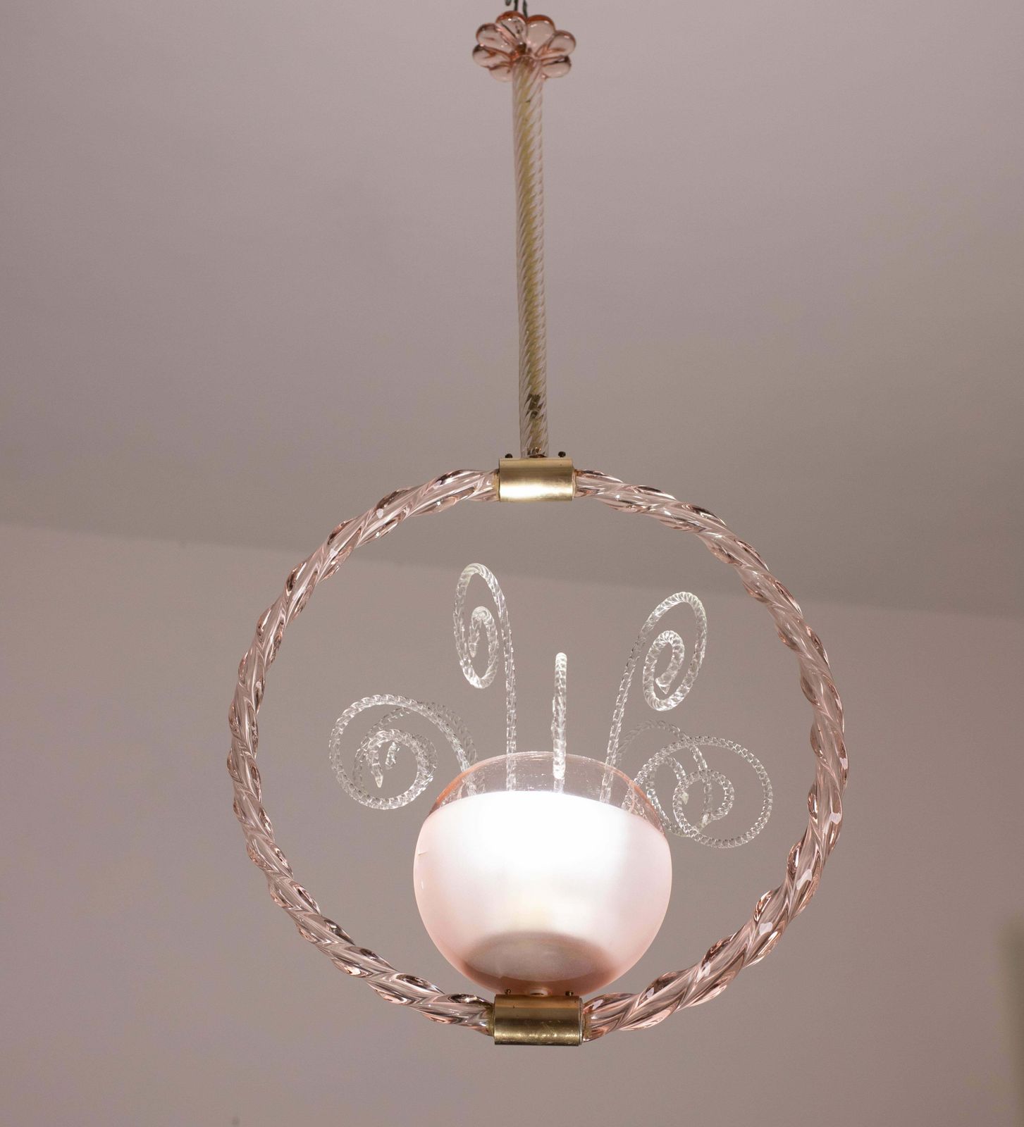 Pink Fount Pendant Art Deco Barovier And Toso Chandelier Glass Murano, 1940 photo furniture