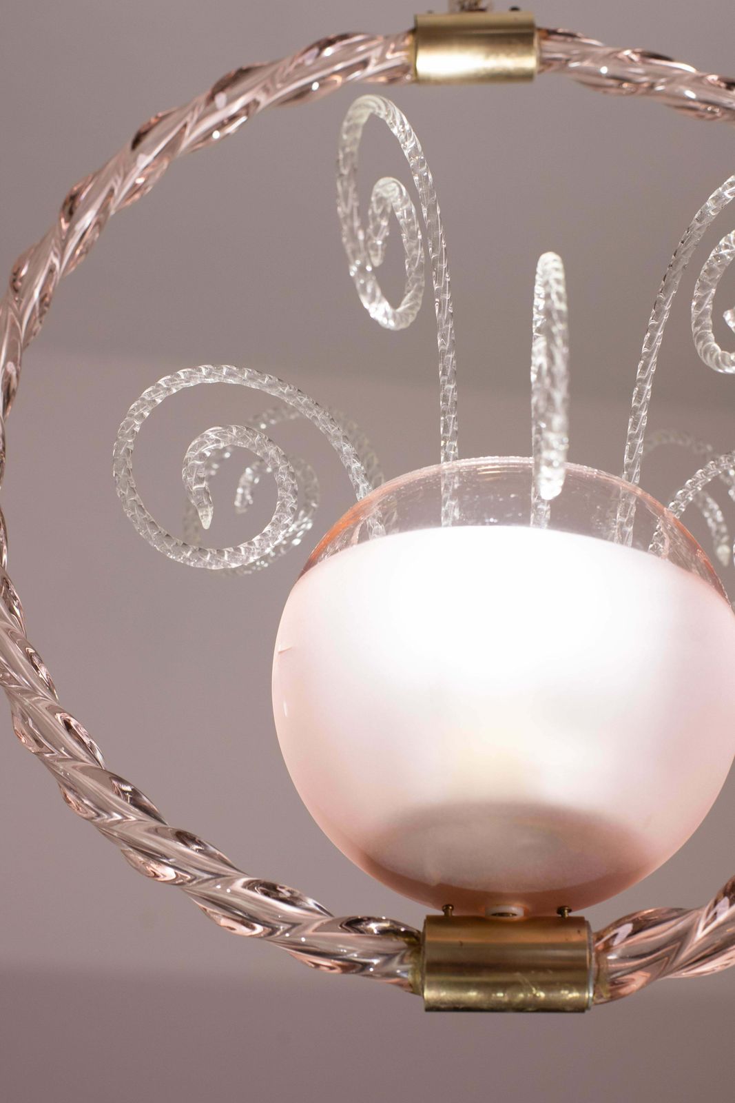 Pink Fount Pendant Art Deco Barovier And Toso Chandelier Glass Murano, 1940 photo vinterior