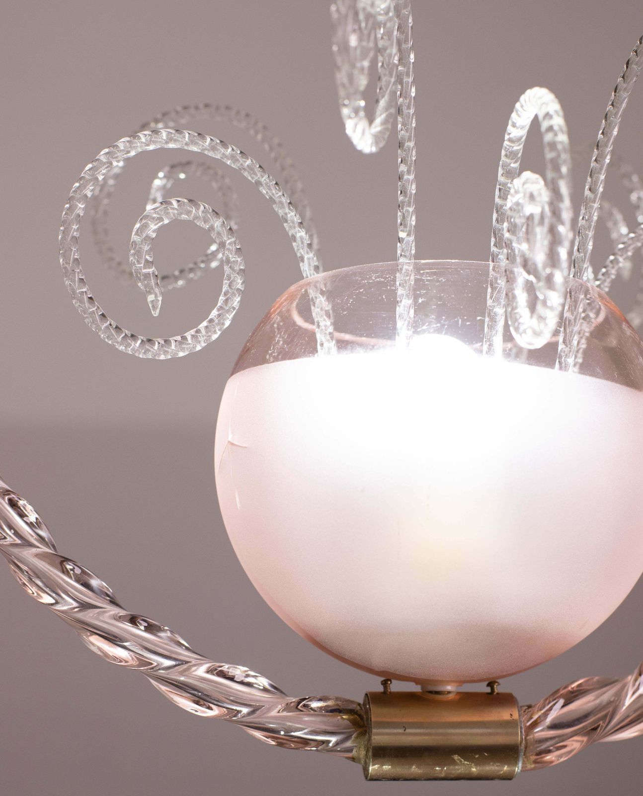 photo furniture Pink Fount Pendant Art Deco Barovier And Toso Chandelier Glass Murano, 1940