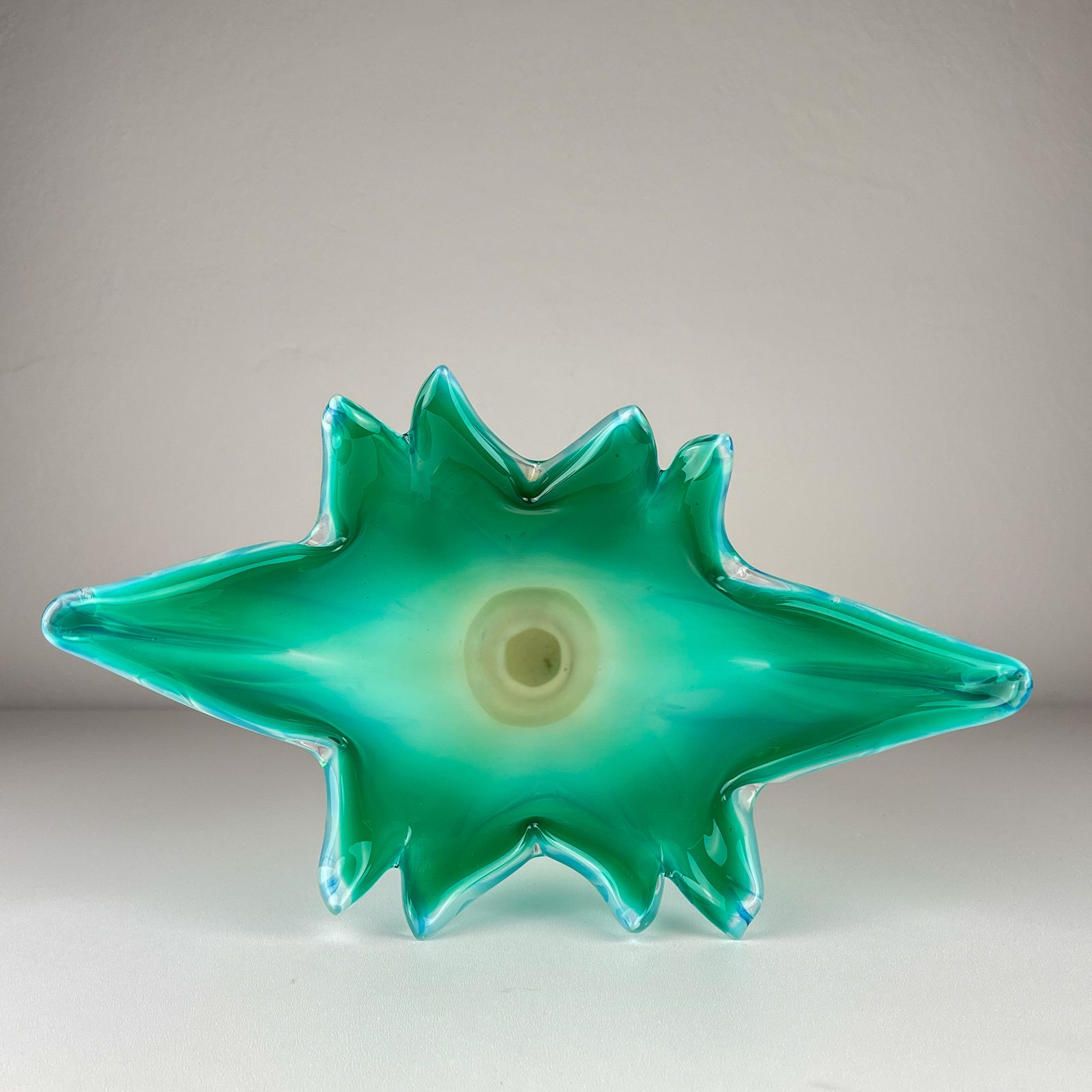 Vintage Large Green Blue Murano Vase, Italy 1970s photo vintage