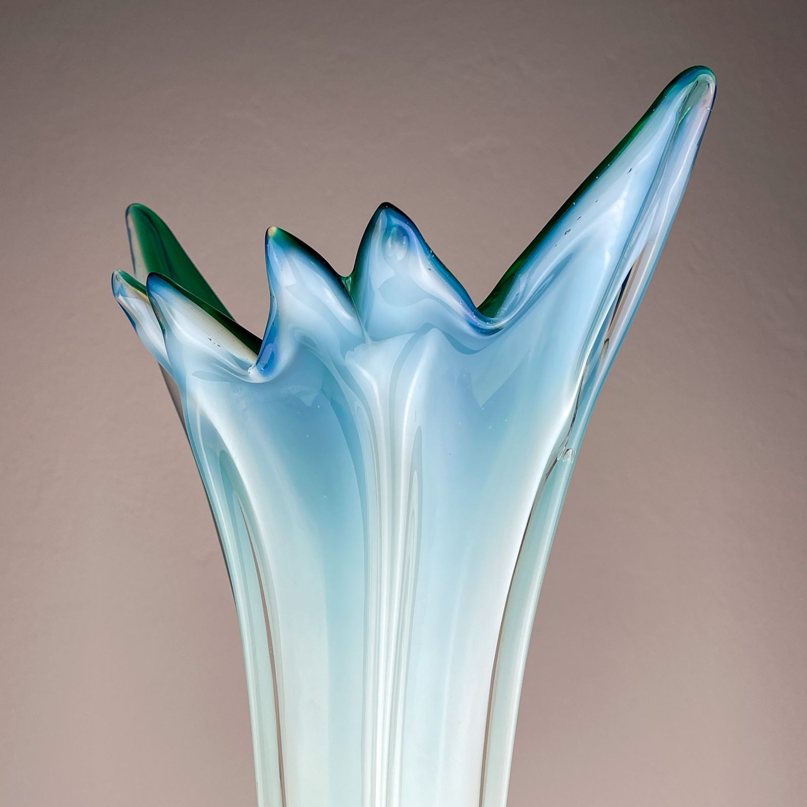 Home Decor Vintage Large Green Blue Murano Vase, Italy 1970s photo