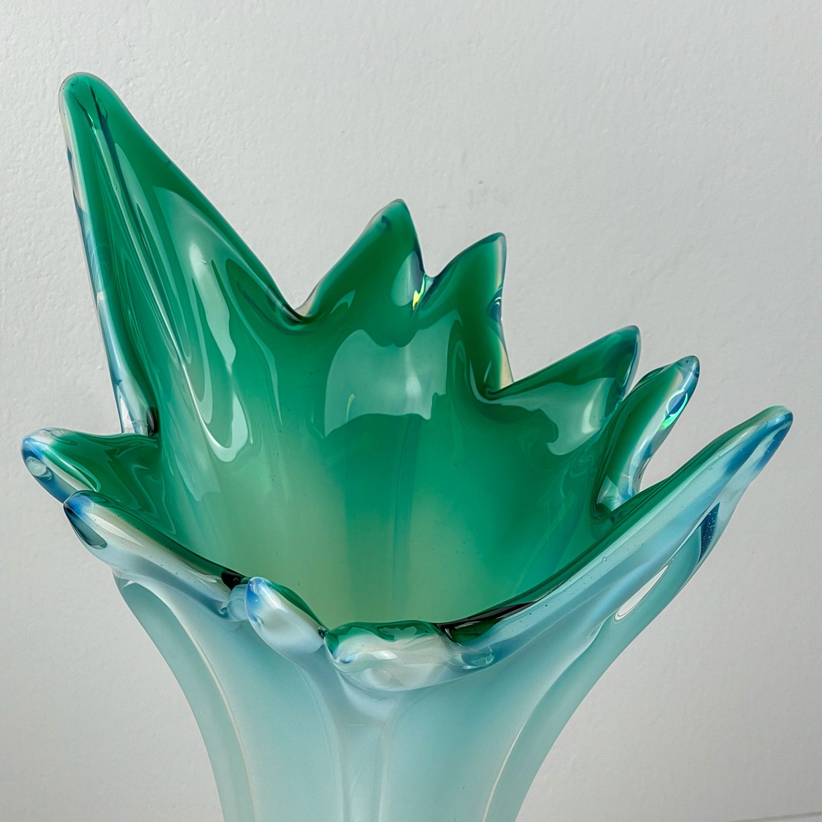 520.0 Vintage Large Green Blue Murano Vase, Italy 1970s photo