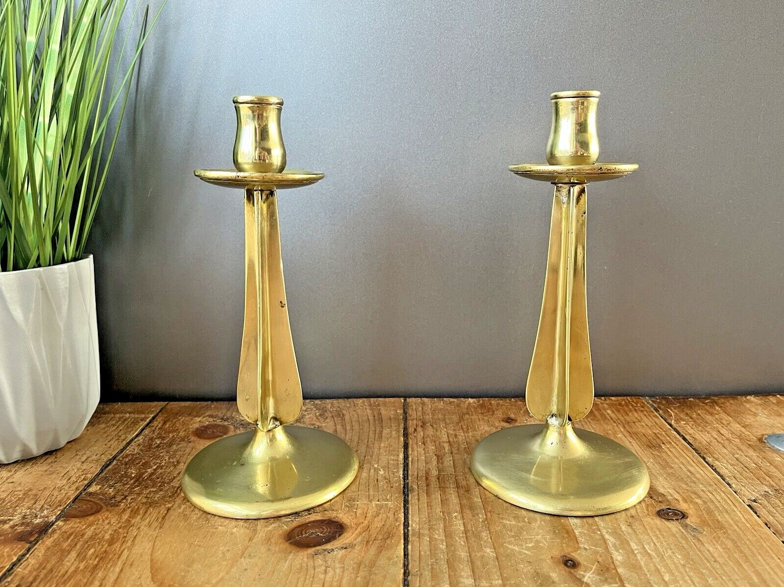 Pair Of English Antique Art Nouveau Arrow Cross Stem Candlesticks Candle Holders photo 180.0